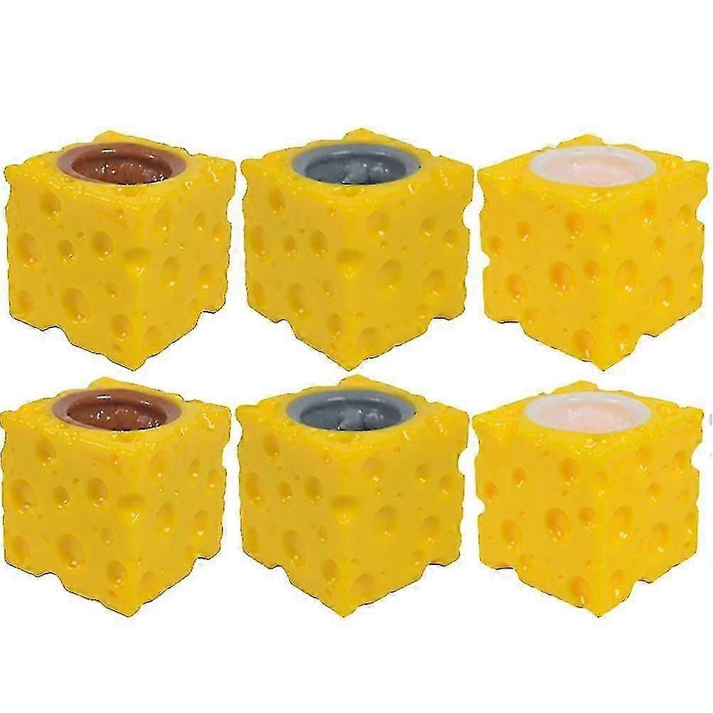 6Pcs Squeeze Mouse Toys Simulation Cheese Mouse Cups Lovely Decompression Toys