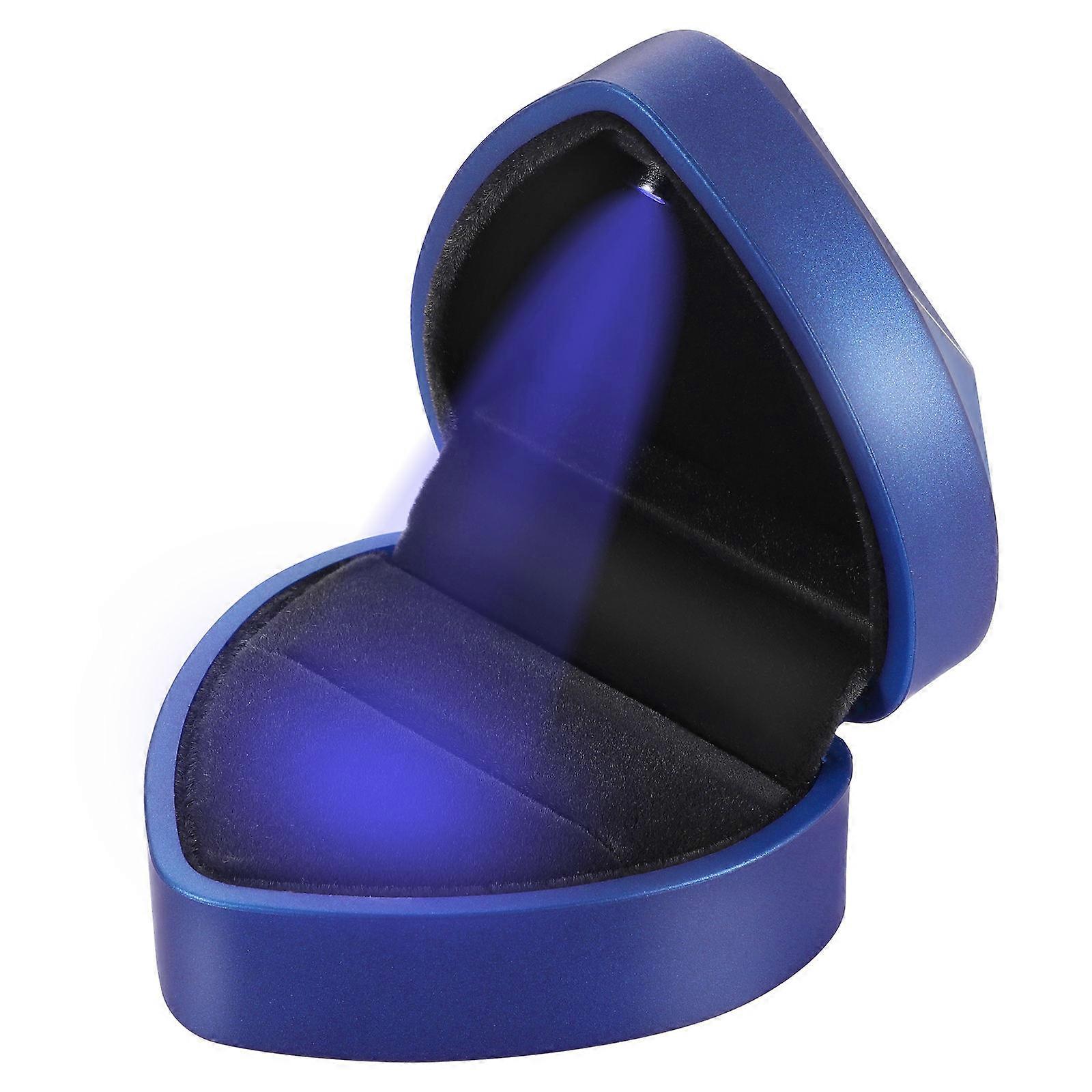Heart Shape Ring Box Blue with Scratch Protection for Wedding Use