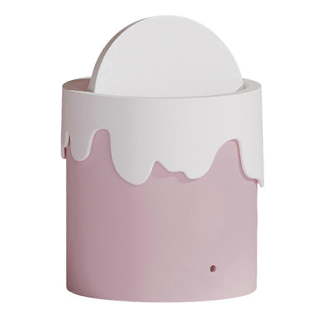 Desktop Trash Can Round Rotating Lid Deodorant Garbage Storage Trash Can Household Supplies Pink