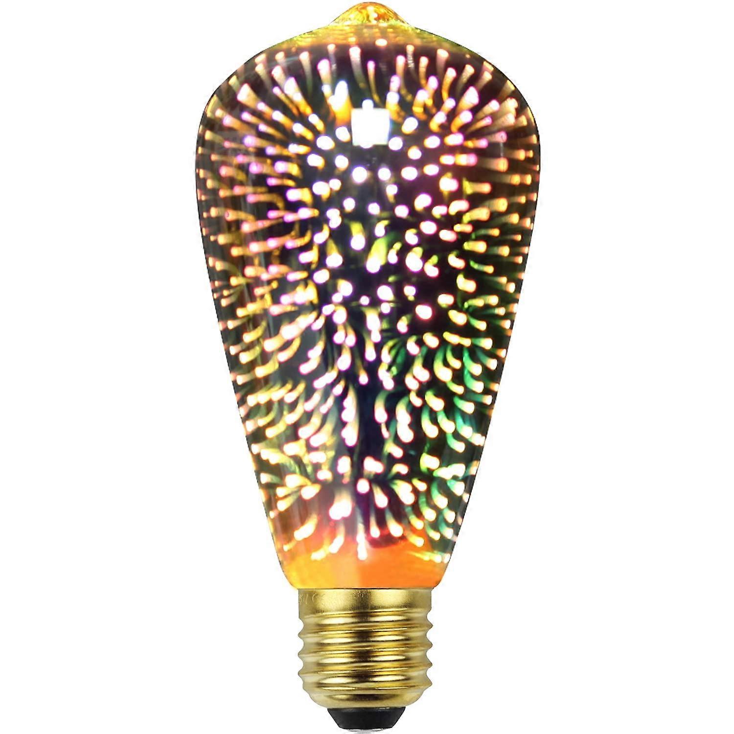 Lighting Designer Edison classic 3D light bulb, fireworks LED light source, AC 85240 V, E27 decorative light bulb, silver, 4.00 W, 240.00 V