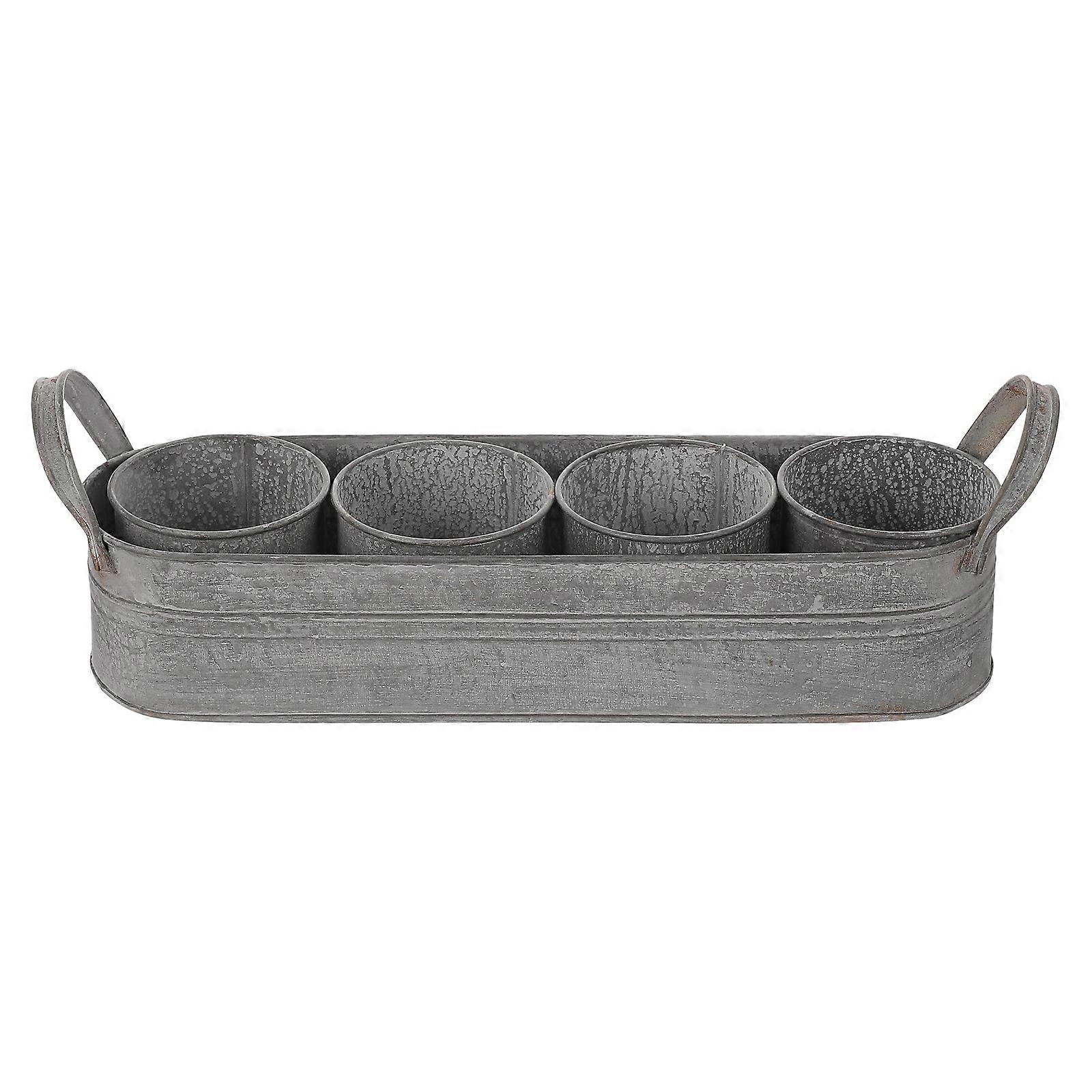 Decorative Flower Bucket Rustic Planter Pot Kitchen Windowsill Plant Growing 33X10CM 4Pcs