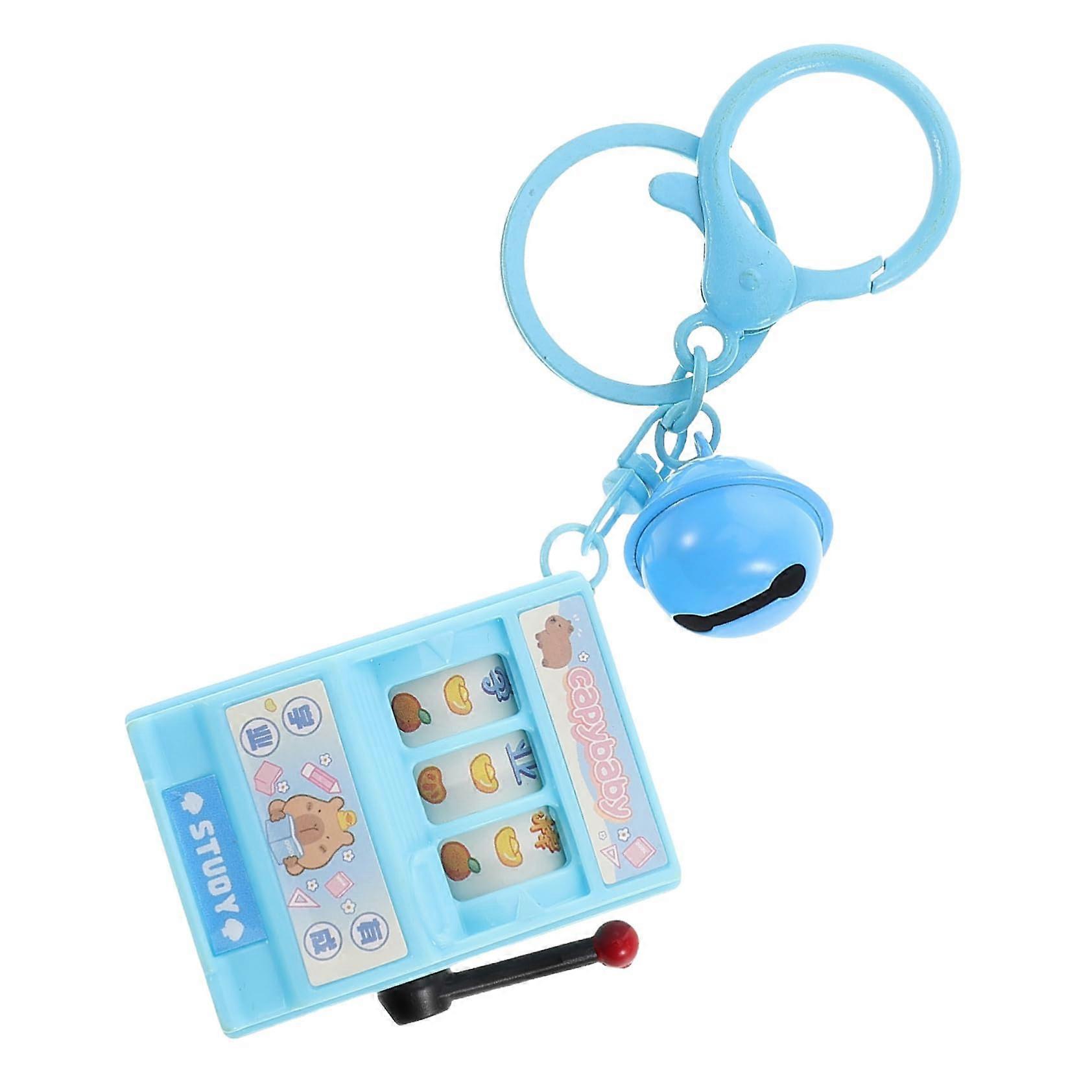 Mini Slot Machine Mini Game Key Ring Mini Game Console Slot Machine Decoration Key Ring Sky Blue Plastic