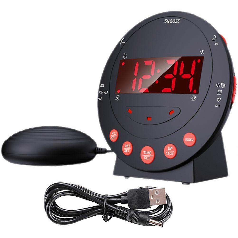 Vibration Alarm Clocks Adjustable Brightness Rectangular Shape For Heavy Sleepers 1 Set