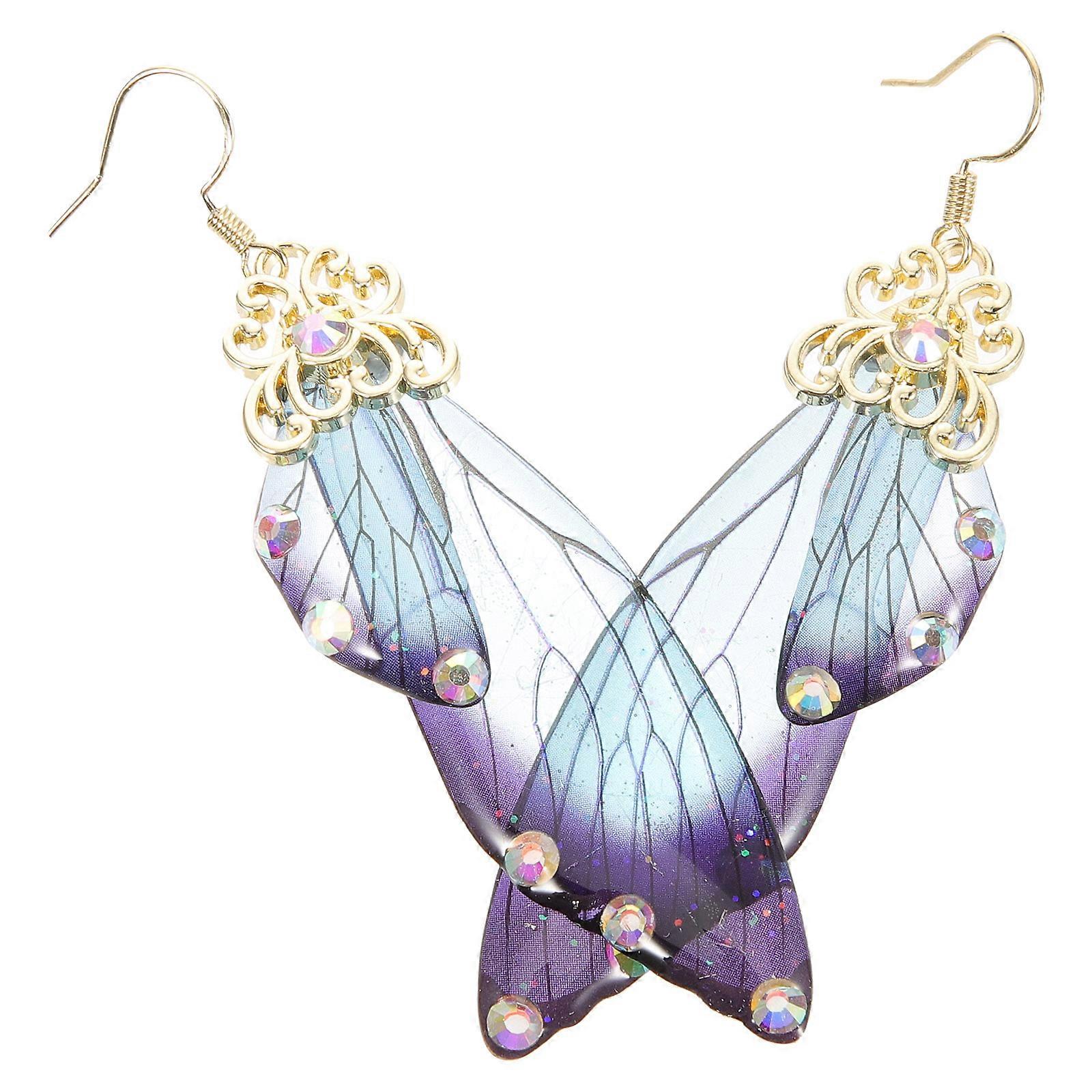 Ragazze Orecchini Moda Orecchini Goccia Rame Materiale Ala Forma Partito Viola Gradiente 1 Paio