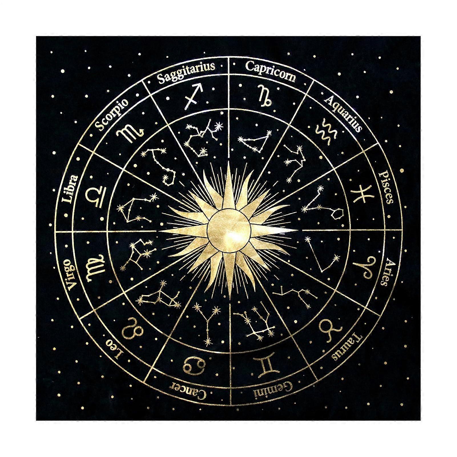 Tarot Card Fabric Tablecloth - Black Velvet Cloth with Golden Border for Astrology, Esoteric Decor, and Spiritual Readings