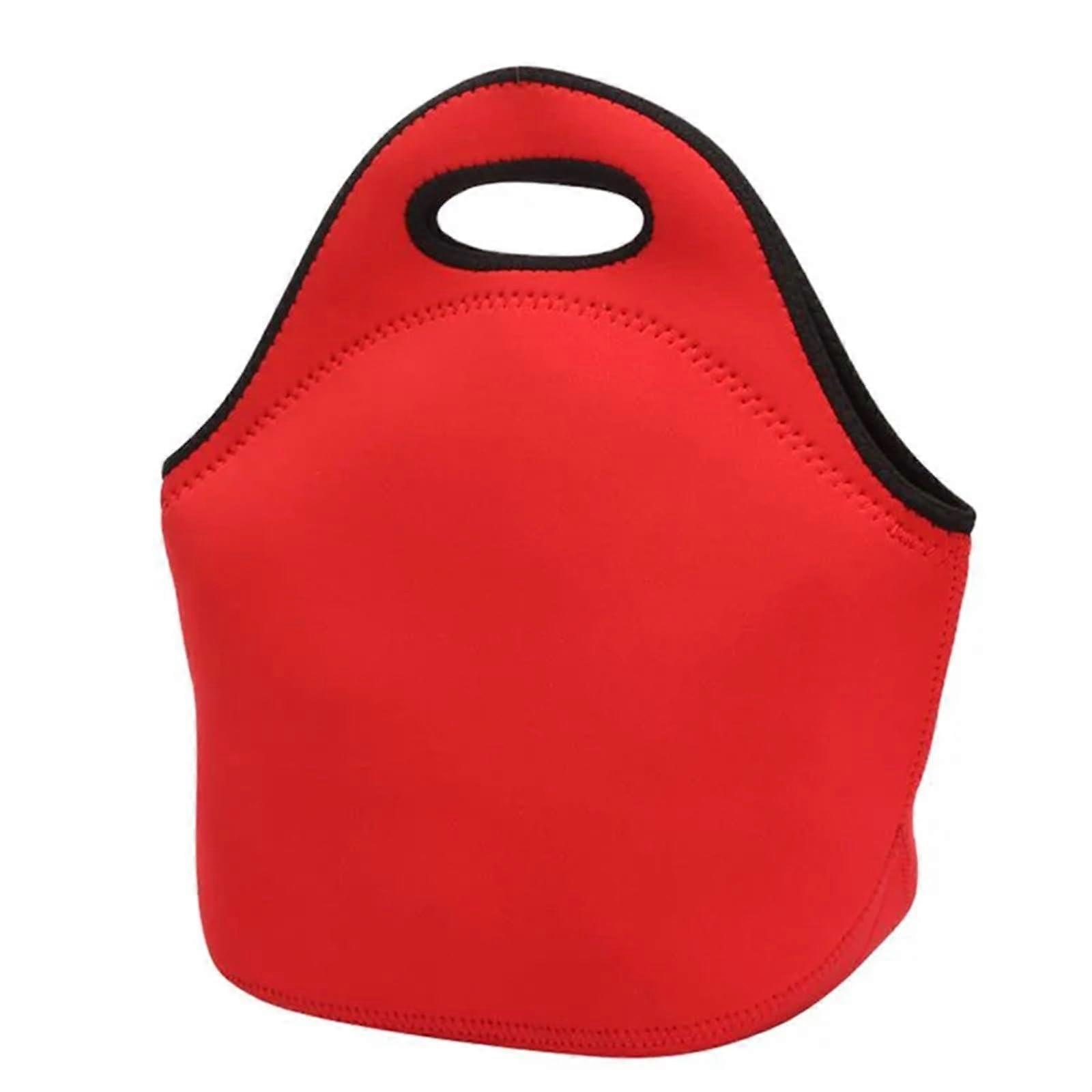 Cooler Bag Lunch Bag Solid Color Large Capacity Thermal Bag Portable Handbag for Students Adults Black/Red/Purple (Red) Option 1 Red