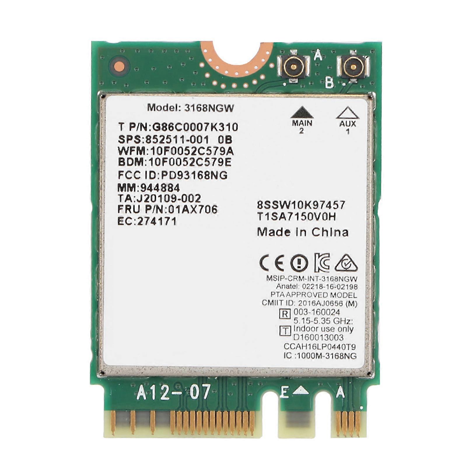 Internet 3168NGW Wireless-AC Dual Band Wifi Network Card with Bluetooth 4.2