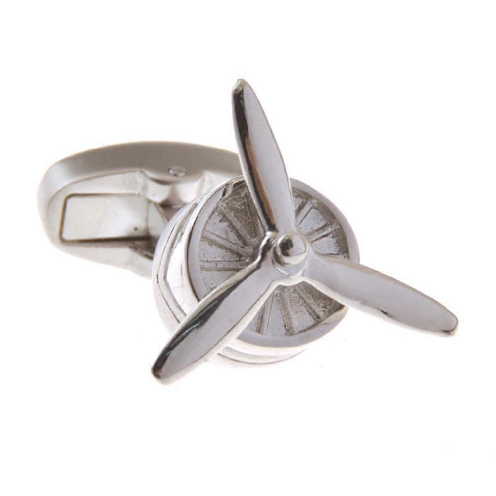 Cuff Link Shirt Men Silver Propeller Engine Pattern Birthday 1 Pair