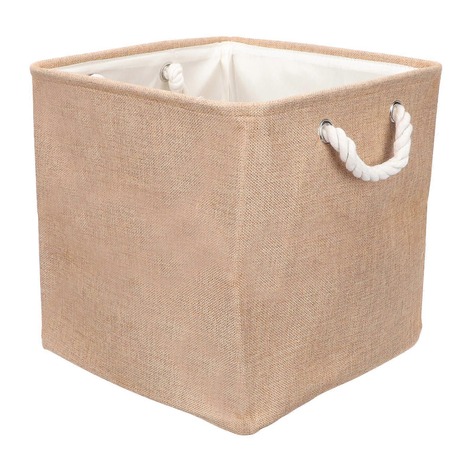 Folding Dirty Clothes Basket Square Laundry Baskets Household Items Organizer Brown 33x33cm 1Pcs