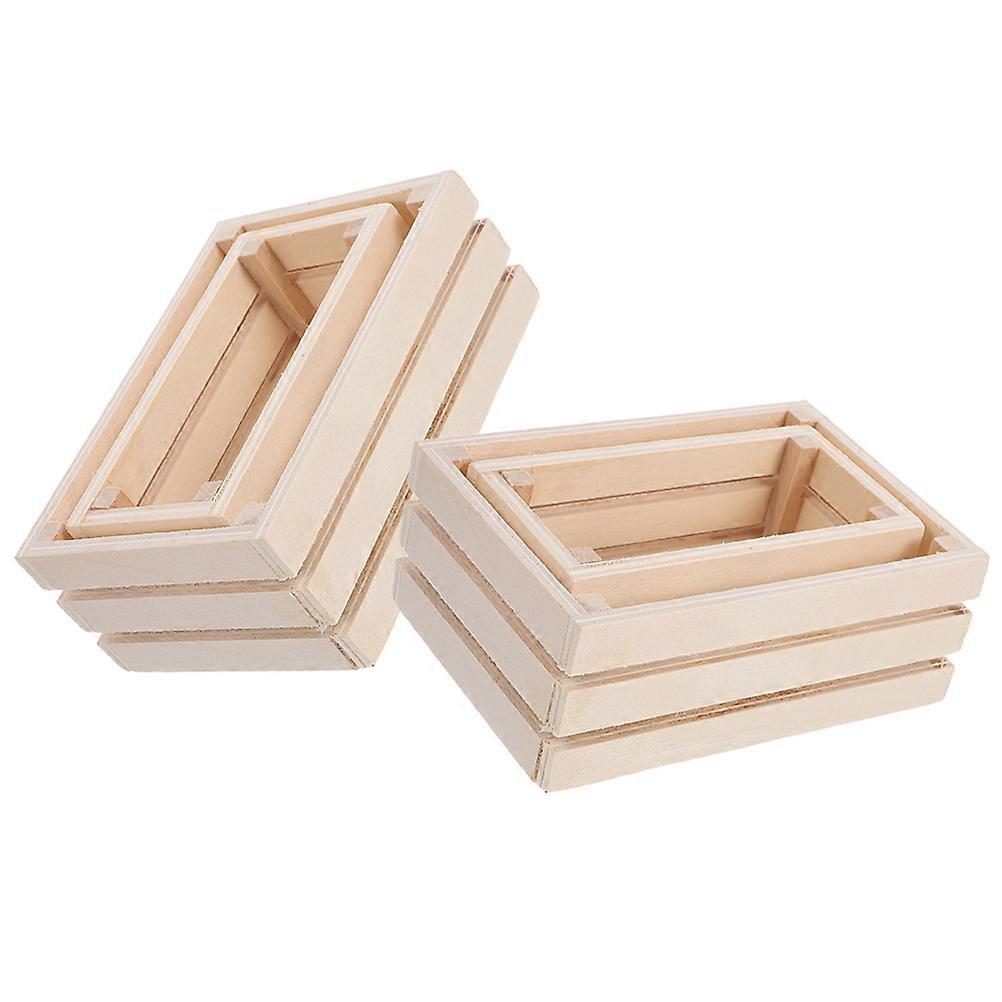 4pcs Khaki Mini Crates for Decor Wooden Miniature Crates Ideal for Craft Projects and Mini Houses