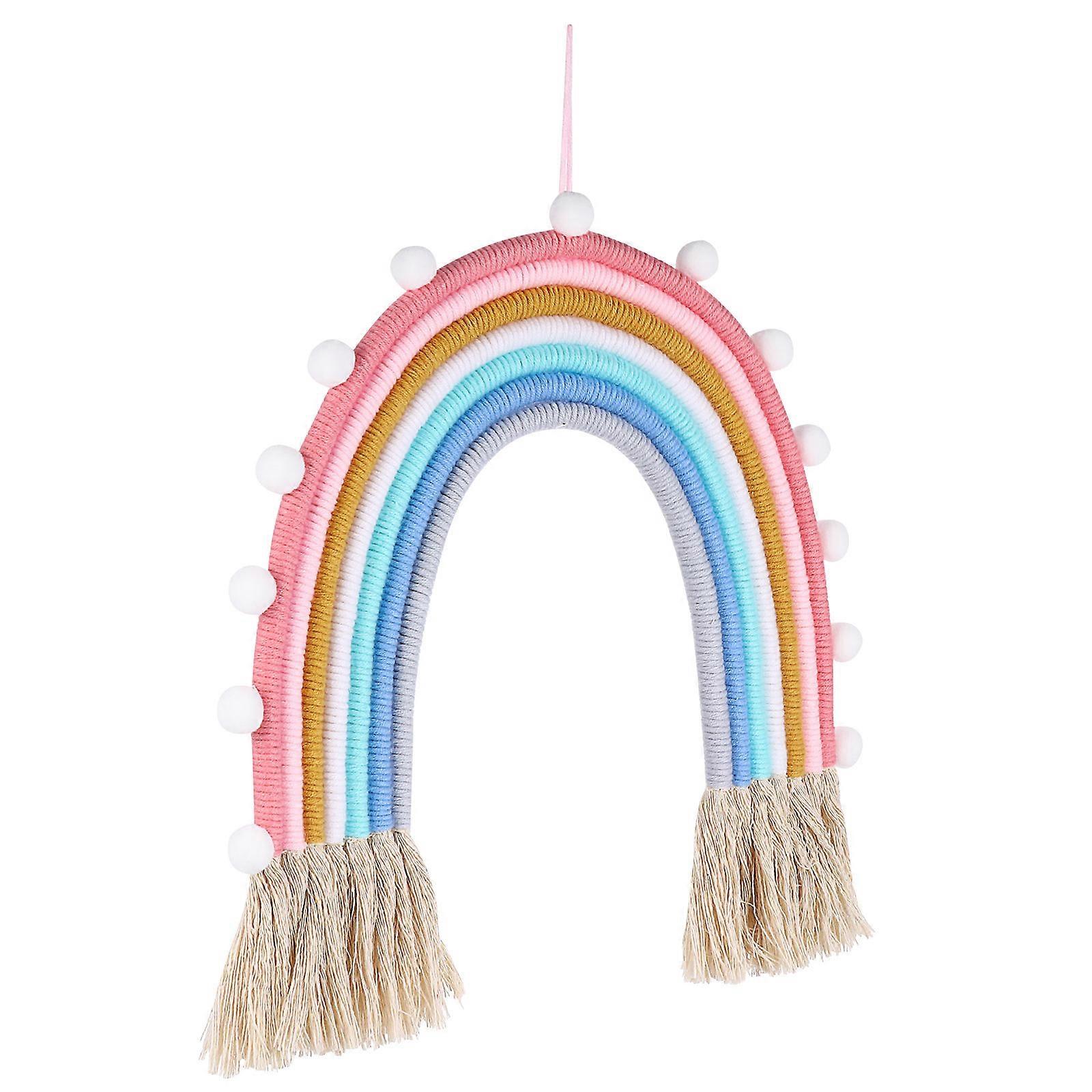 Handmade Woven Rainbow Pendant Wall Decor, Cotton Woven Home Adornment for Room, Cafe, and Home Decoration, Unique Design for Multiple Occasions