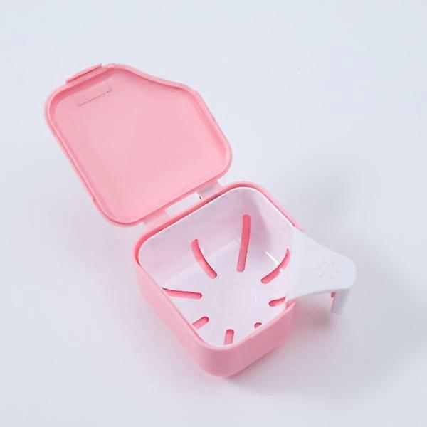 1pc pink denture container, denture bath container
