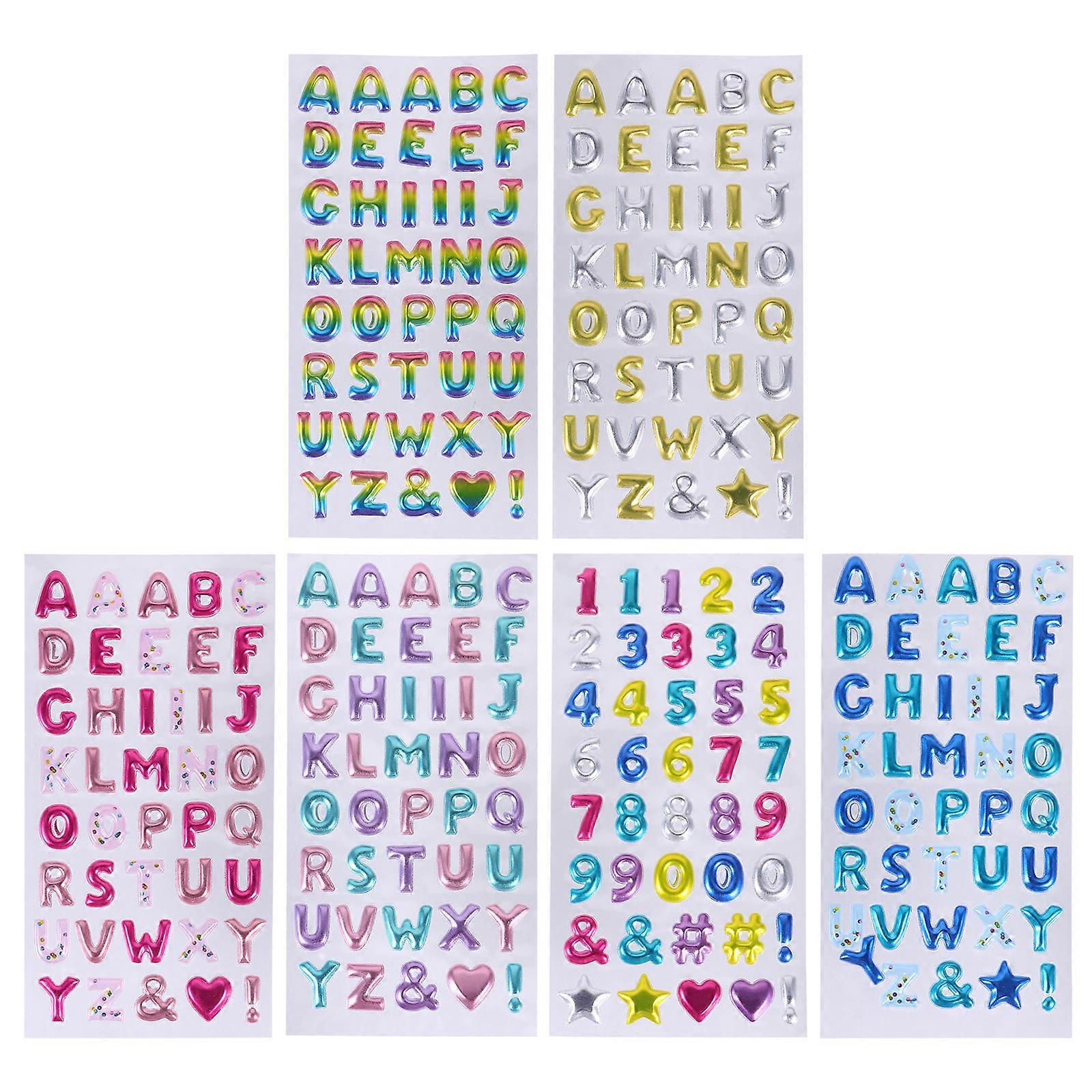 Alphabet Number Stencils Three-Dimensional Stickers Diy Creation Decorative Assorted Color 6 Sheets