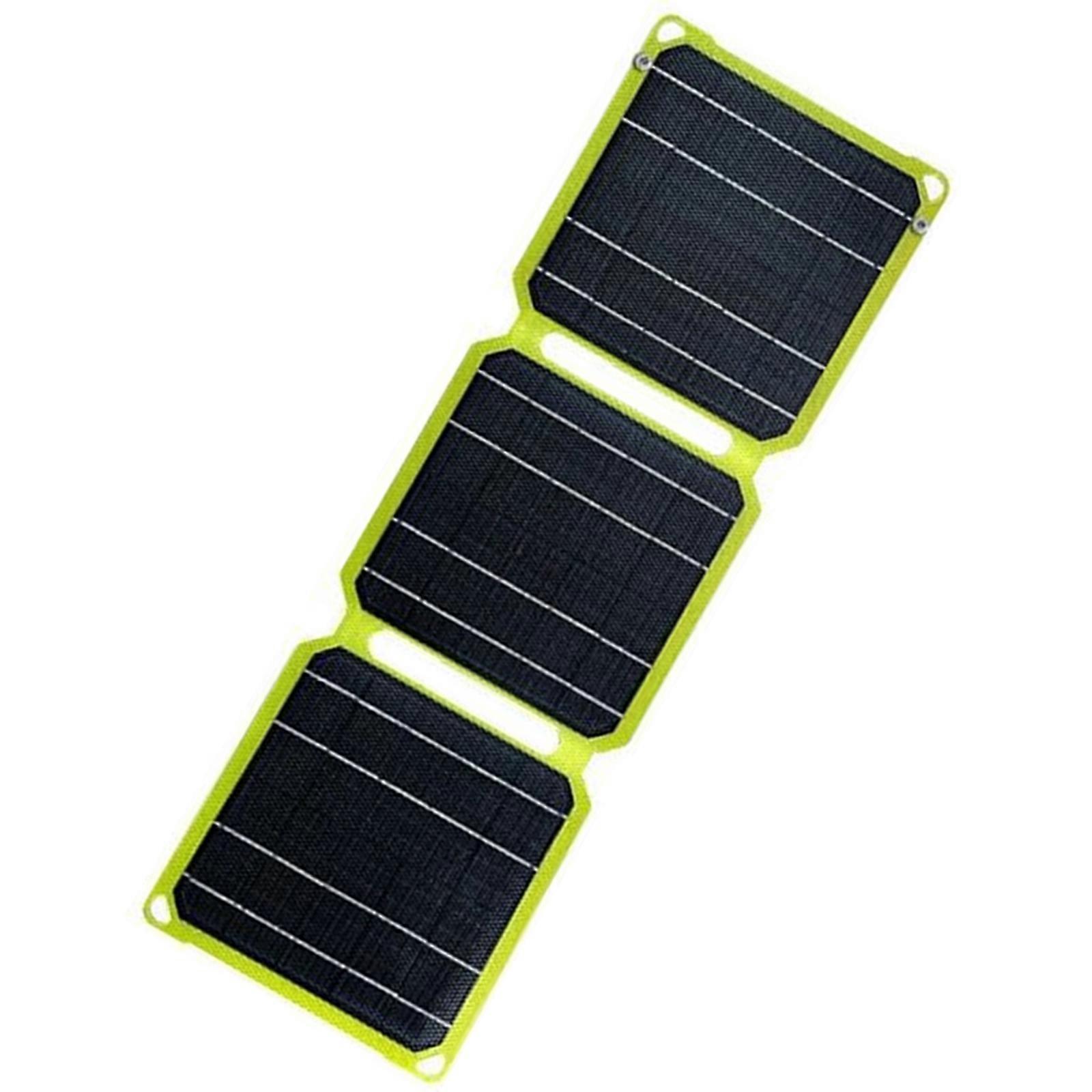 5V Portable Foldable Solars Panel ETFE Monocrystallines Silicon with Double USB and Port for Camping and Hiking Fluorescent yellow