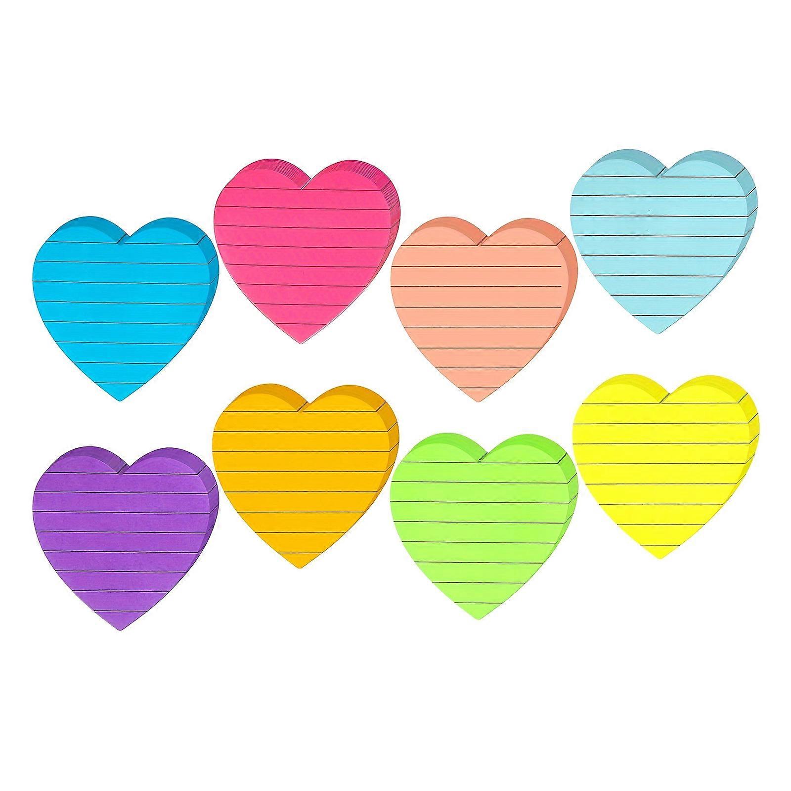 8 Pcs Colorful Memo Pad Lined Stickies Note Multifunctional Stickies Pad Writing Pad Note Pad Heart Shape Stickies Note Multicolor