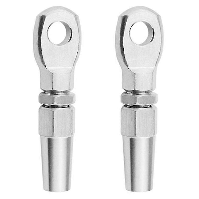 Pair of 316 Stainless Steel Eye Terminals for Marine Rigging and DIY Wire Rope Projects