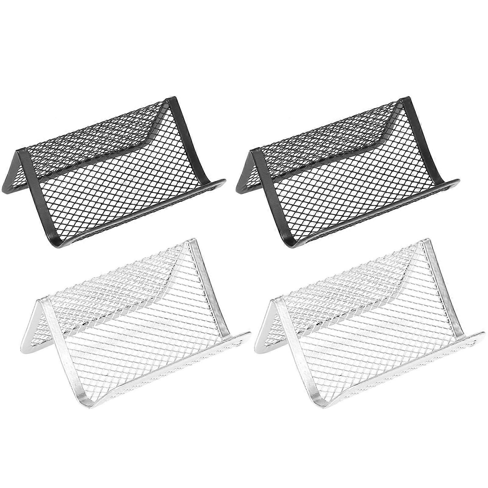 4pcs Business Card Holders with Phone Stand – Desktop Organizer for Office & Home Use