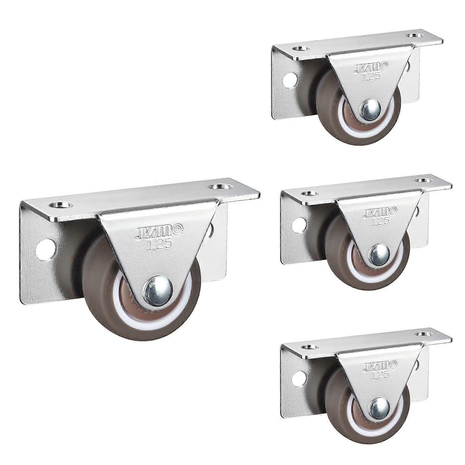4 Pieces Plate Type Fixed TPE Rubber Casters Furniture Storage 35 kg Load Capacity For Drawers Under The Bed