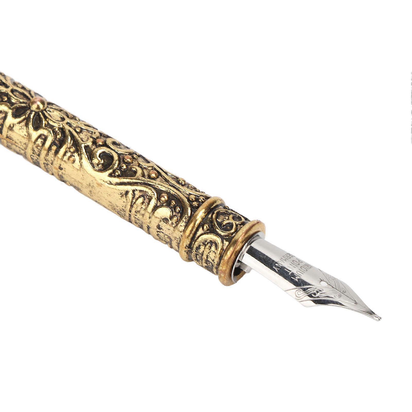 Quill Pen Set Retro Elegant Exquisite Smoothing Writing Multiple Replacement Nibs Calligraphy Pen Feather Pen Kit White