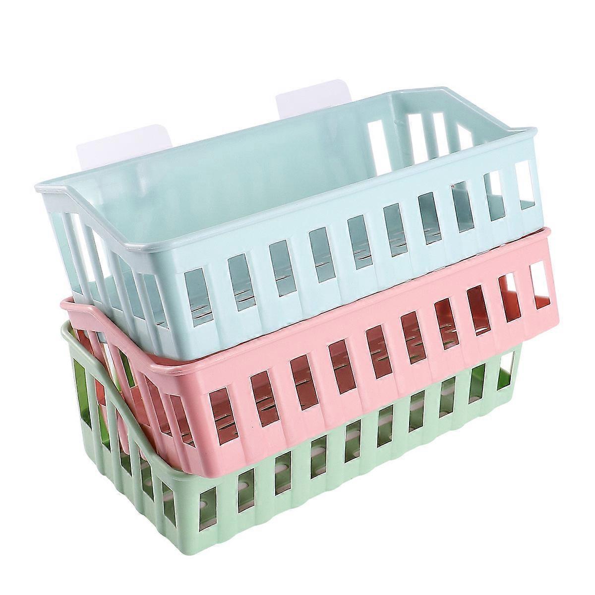 Soap Dish Holder Plastic Wall Shelf for Storage Use One Set of 3Pcs