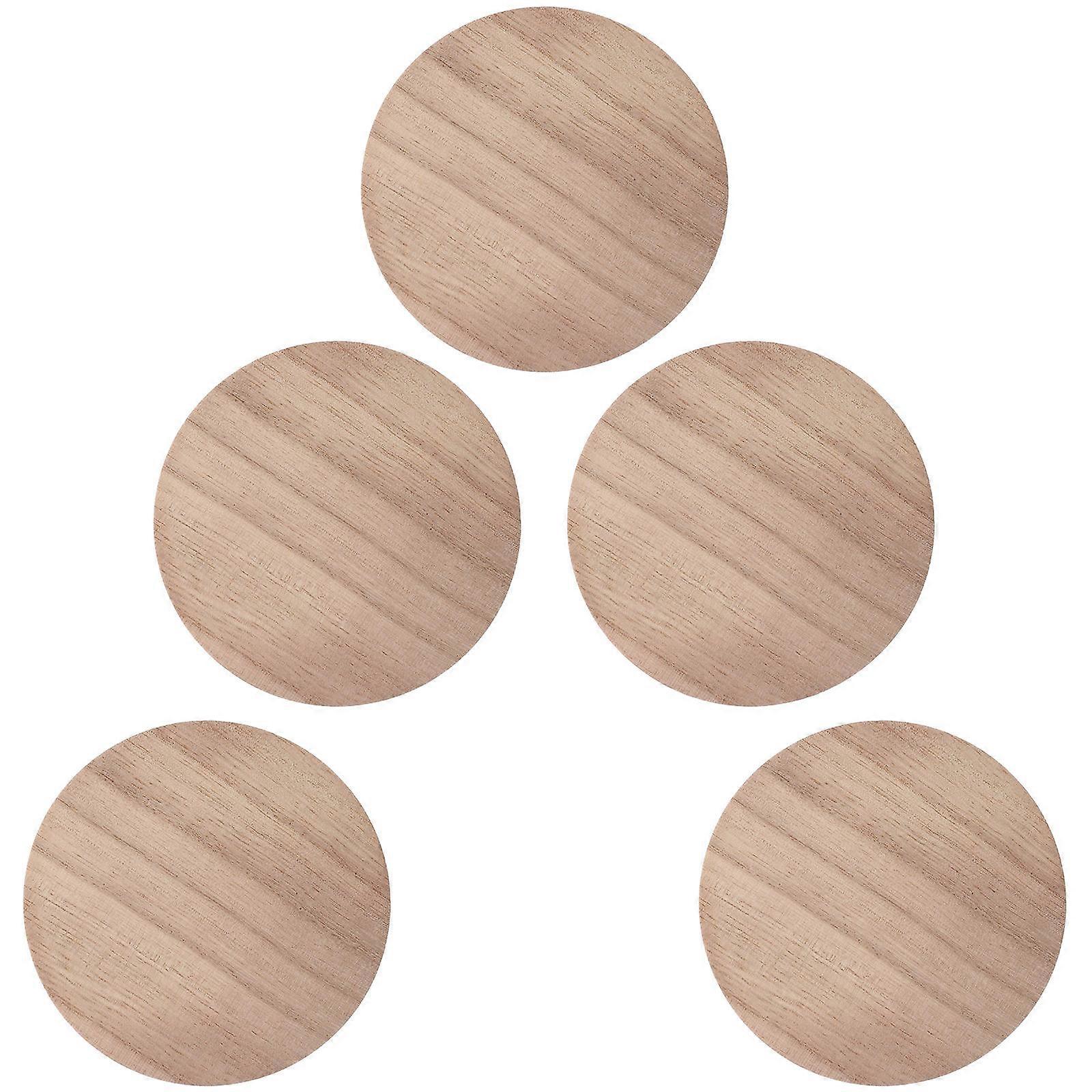 Craft Wood Pieces for General Crafting Small Round Discs Unfinished Slices Blank Diy Craft Material Natural Wood Style 5Pcs