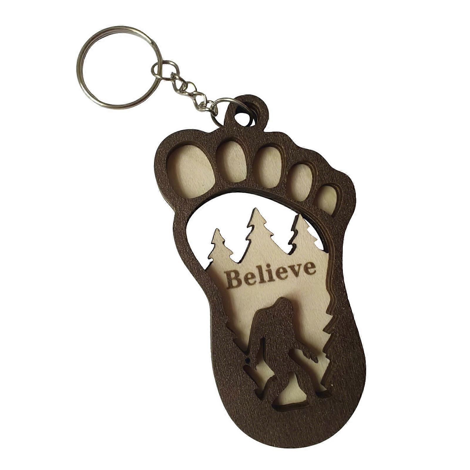 Minimalist Forest Creature Keychain Smooth Wooden Texture Compact Foot Key Holder Ornament for Daily Use Multicolor