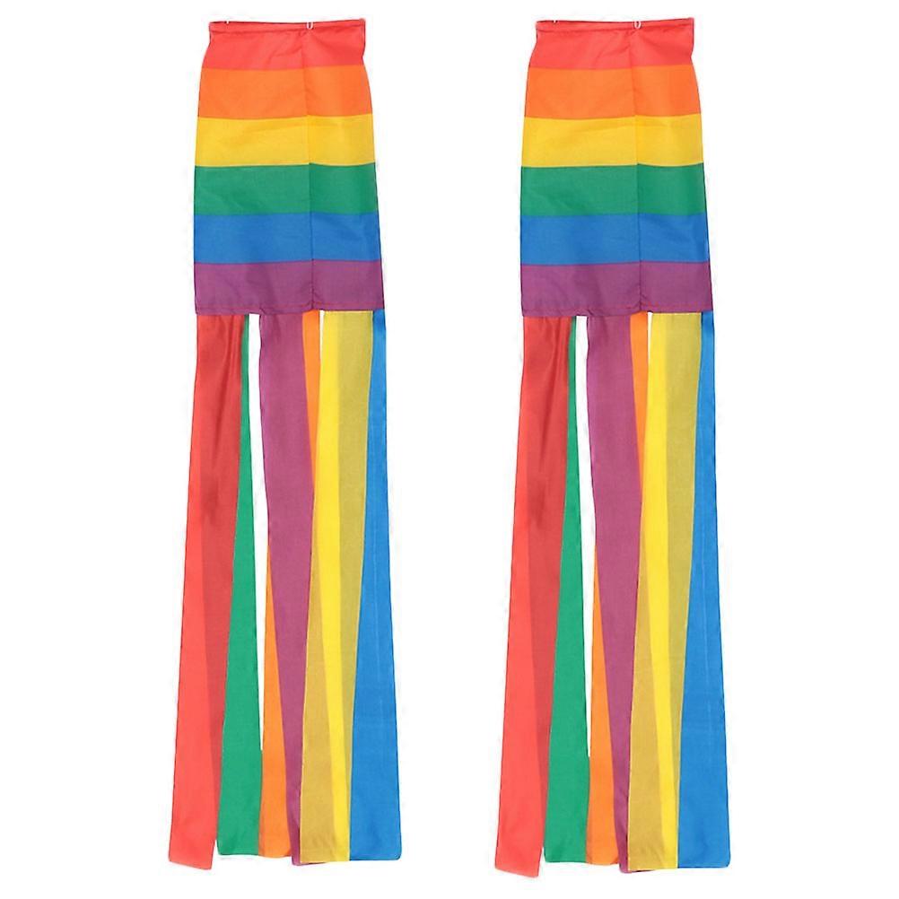 Rainbow Column Windsock Lightweight Windsock for Hanging Use 2Pcs