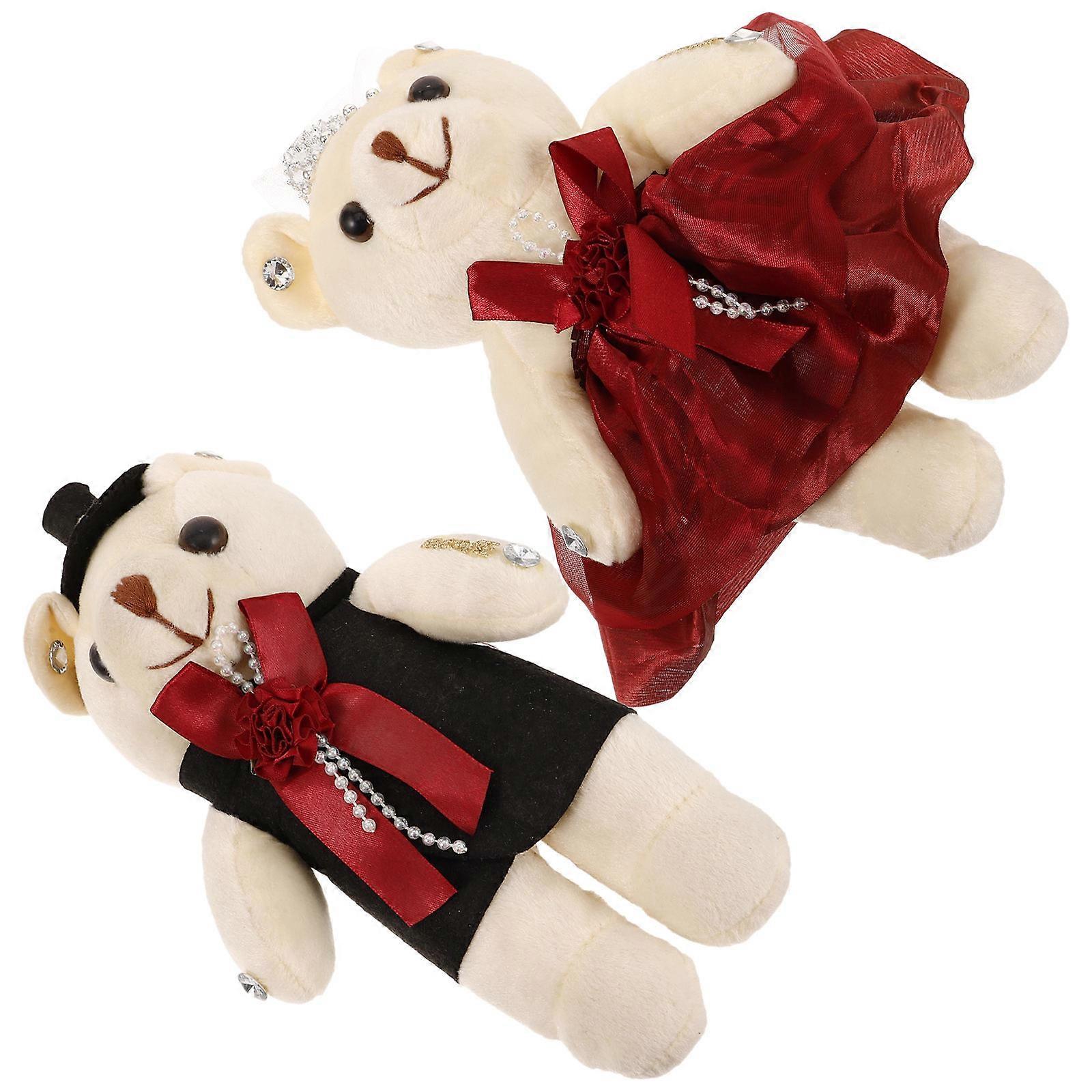Plush Bear Decor 1Pair Multi Durable Material Valentines Decoration Gift