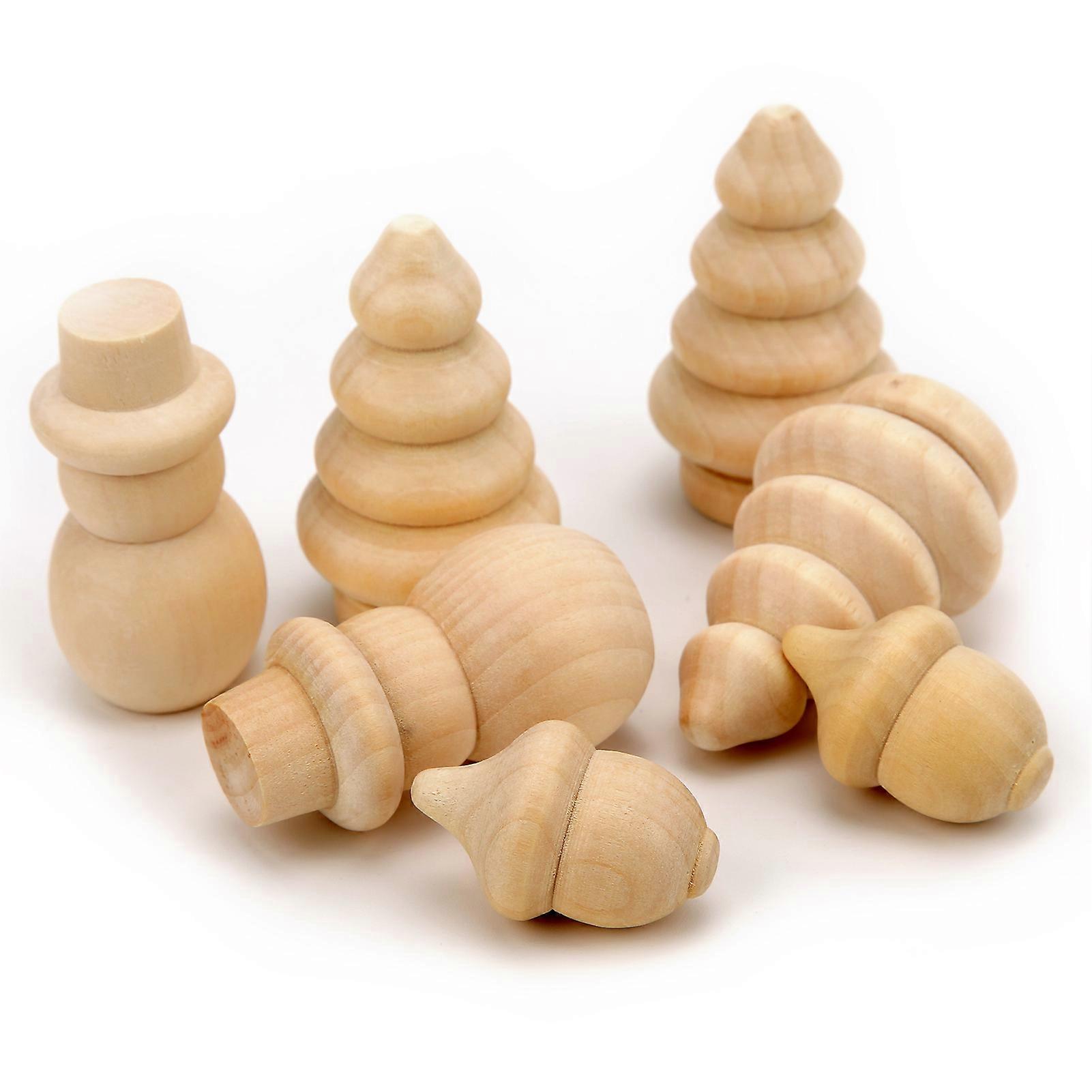 Wooden Pegs At DIY Acorn Snowman Christmas Tree Shape Crafts with Storage Box