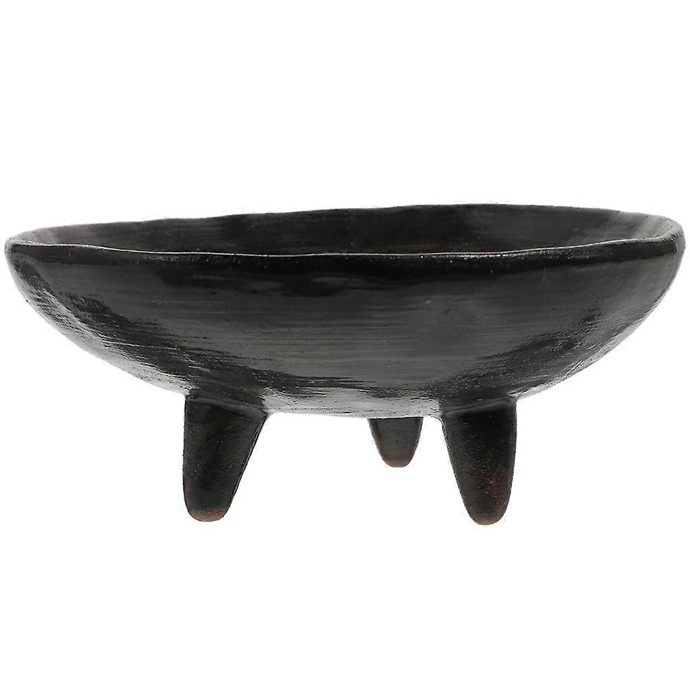 Black Ceramic Footed Fruit Tray for Home Use with Elegant Design and Quality 7.5 Inches