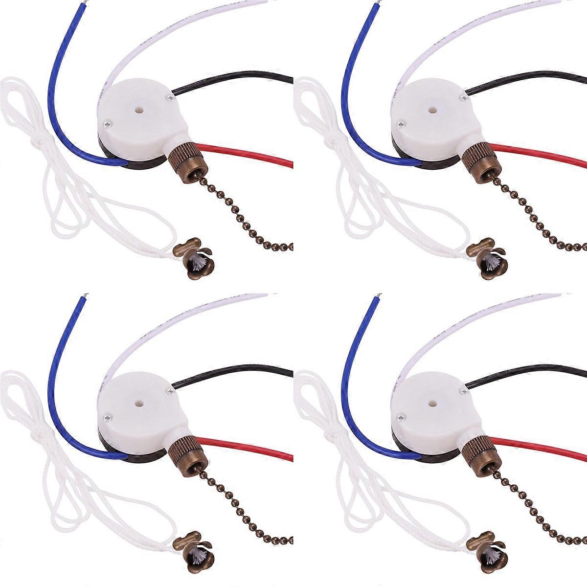 Ceiling Fan Switch Kit 3 Speed 4 Wire, Fan Switch Zipper Speed Control Switch, ZE-208S Pull Wire Swi