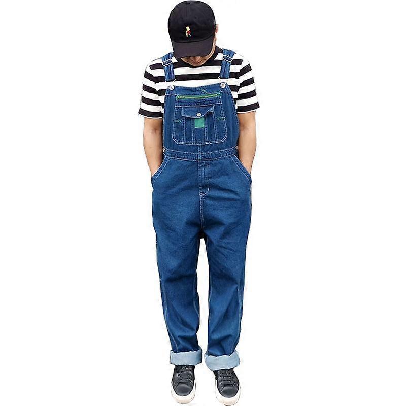 Men's Denim Overalls Large Size Strap Straight Pants Blue Jeans Men's Plus Size Work Clothes