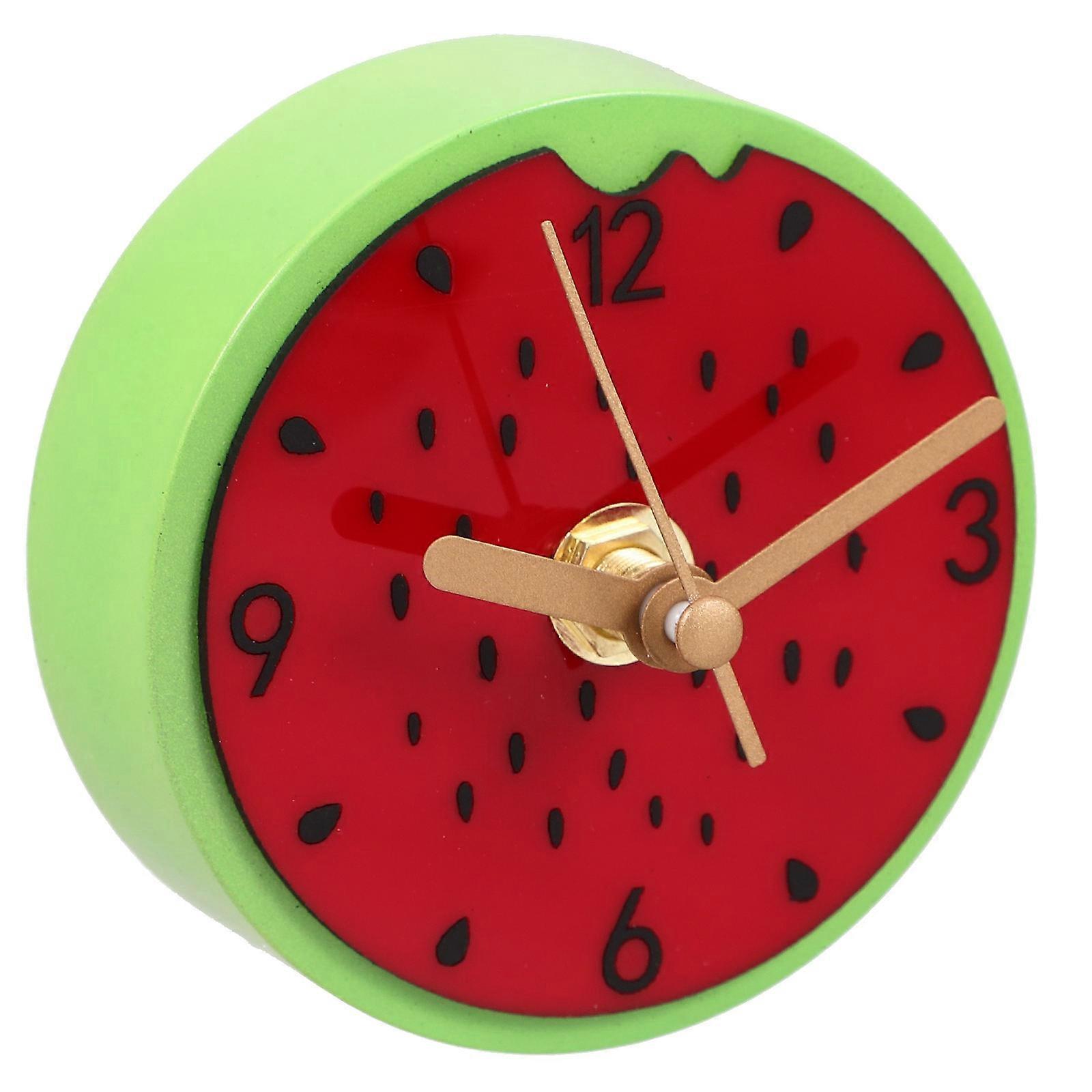 Fridge Magnetic Clock Round Cartoon Fruit 1 Set Watermelon Pattern Small Decor