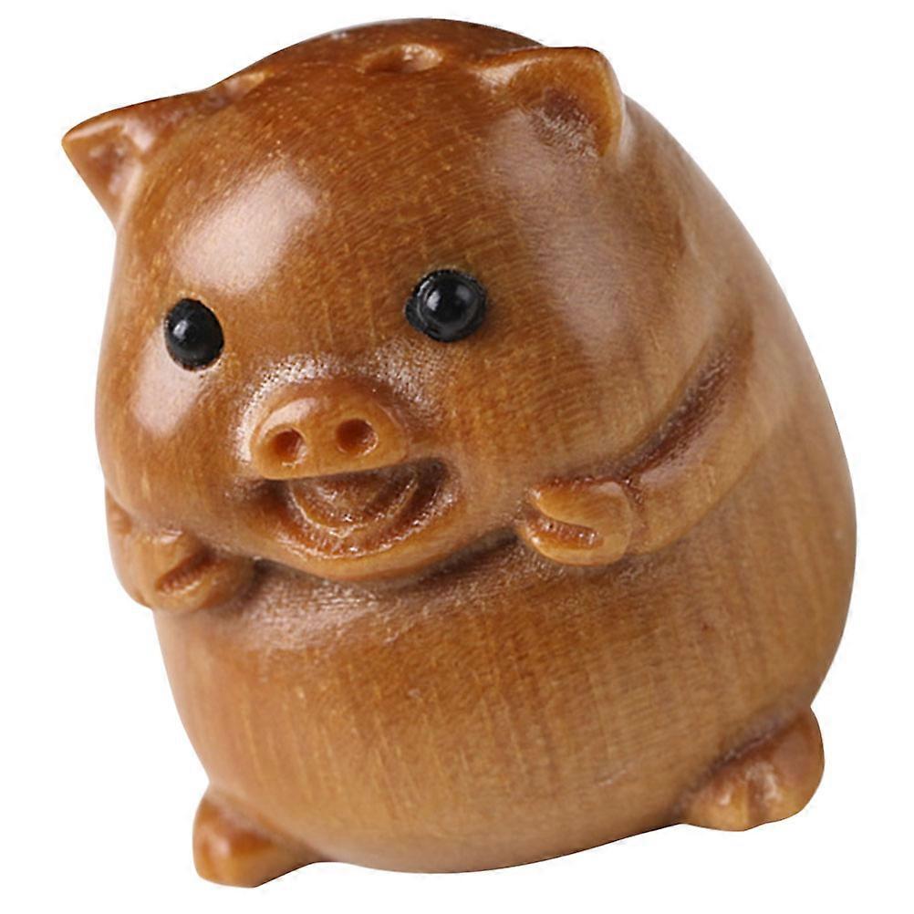 Adorable Wooden Pig Key Chain Pendant 1 Set Wooden Pig Charm Hanging Decor Statue