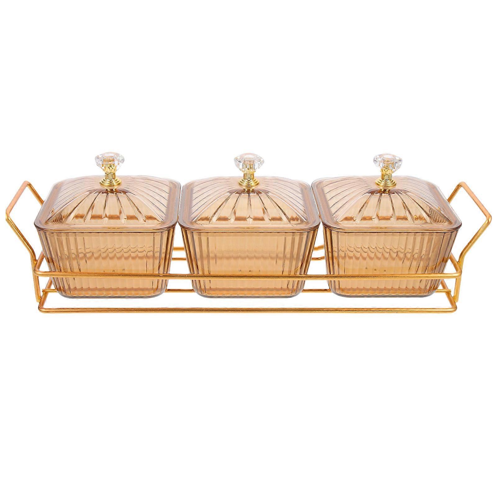 Divided Snack Plate in Amber Color – Compartmentalized Serving Dish for Dips, Fruits, Nuts & Appetizers, Decorative Tray for Home & Party Use
