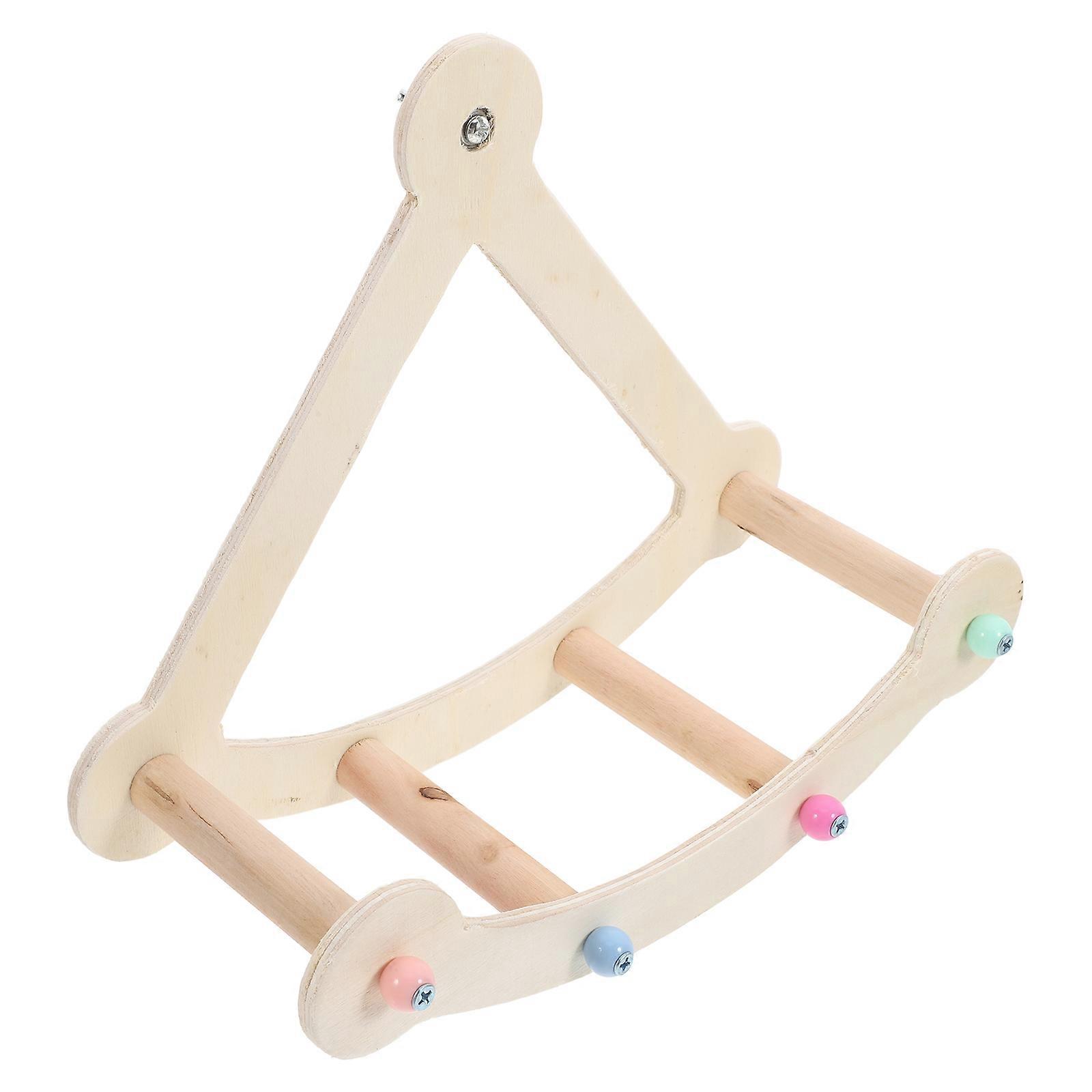 Wooden Parrot Pirate Ship Swing Toy with Rotating Play Ladder for Birds