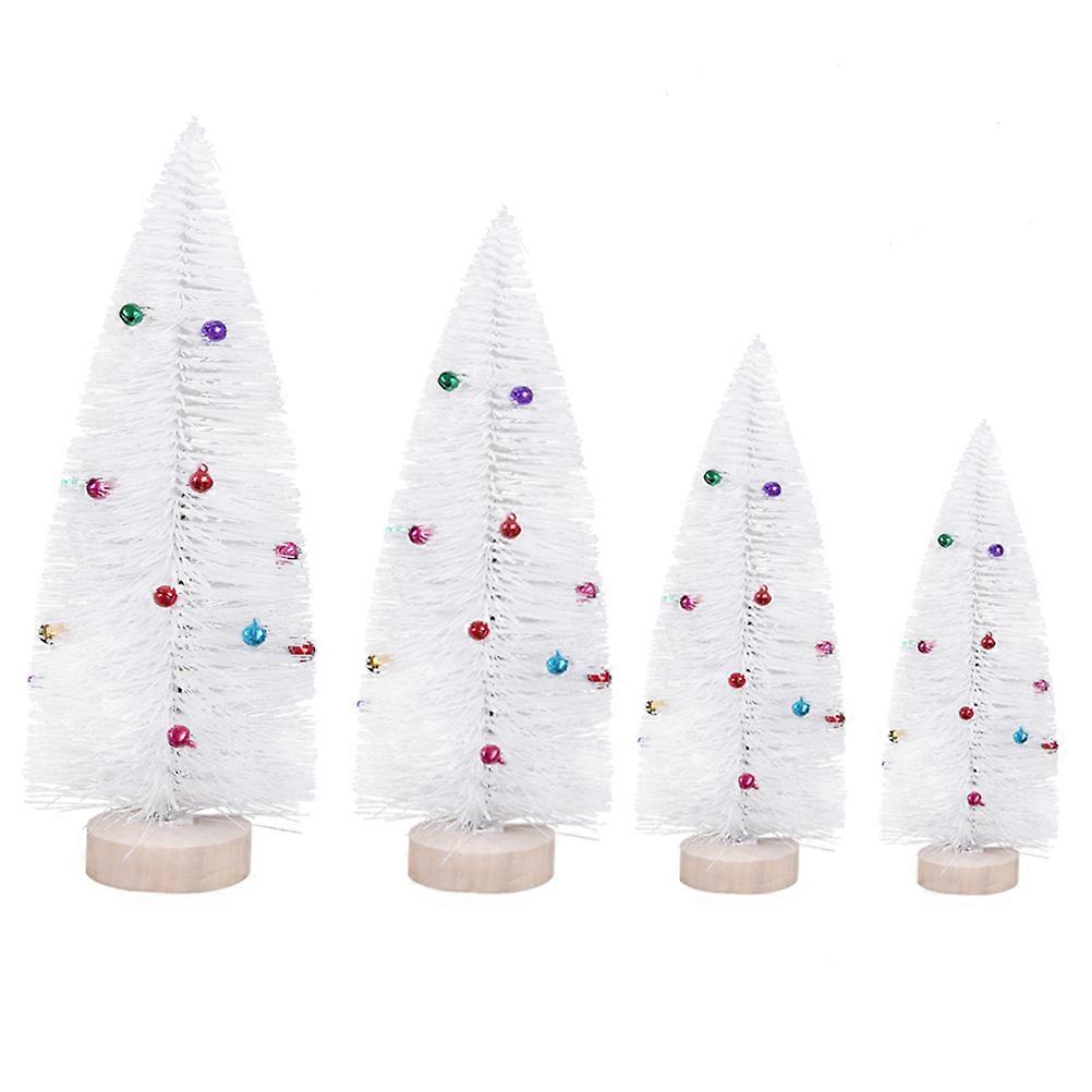 Mini sapin de Noël blanc, accessoire décoratif avec support en bois stable pour la décoration de Noël