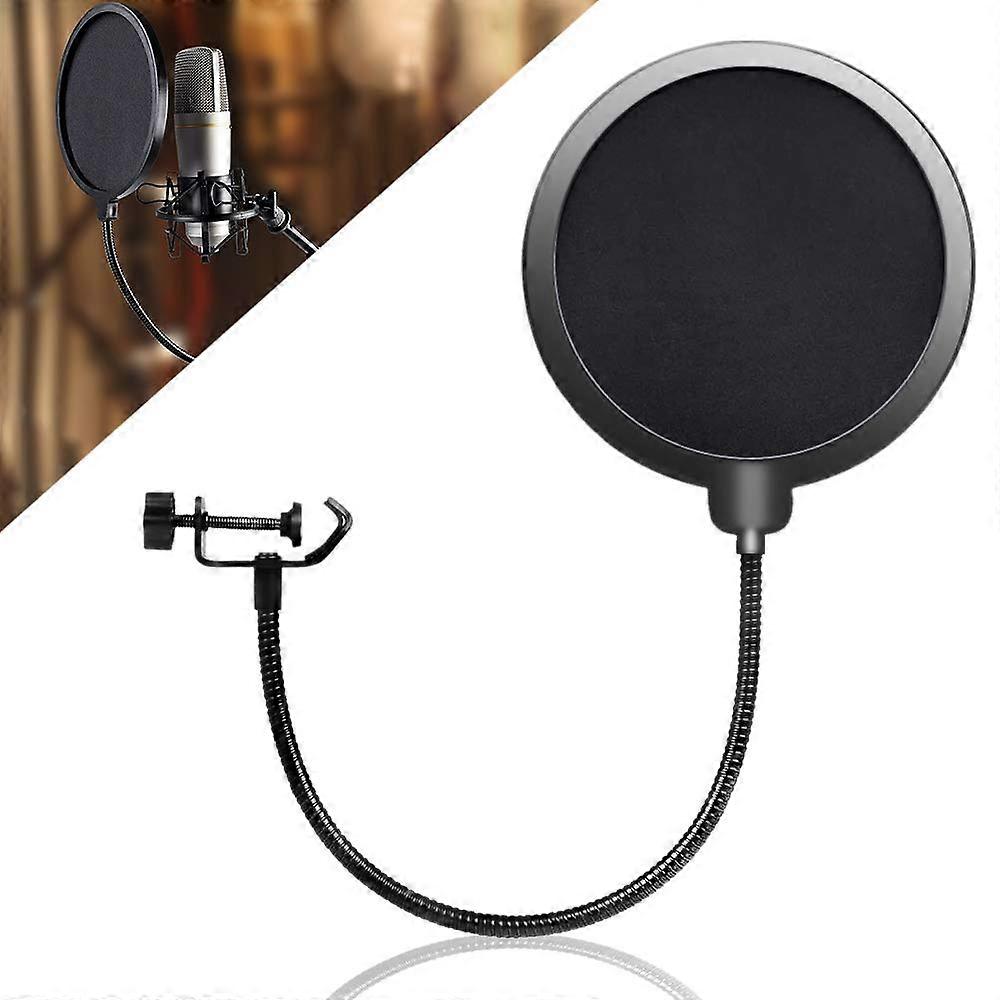 6 Inch Pop Filter for Microphones - Compatible with Blue Yeti, Yeti Pro, Snowball Ice - Black Wind Shield Guard