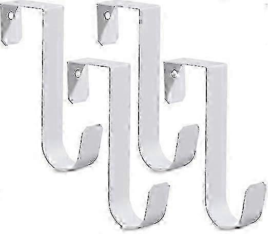 4 Pack Sturdy Metal Single Over Door Hooks, White Door Hanger Hooks Suitable for Hanging Towels and Other Items, Supports Up to 7Lbs