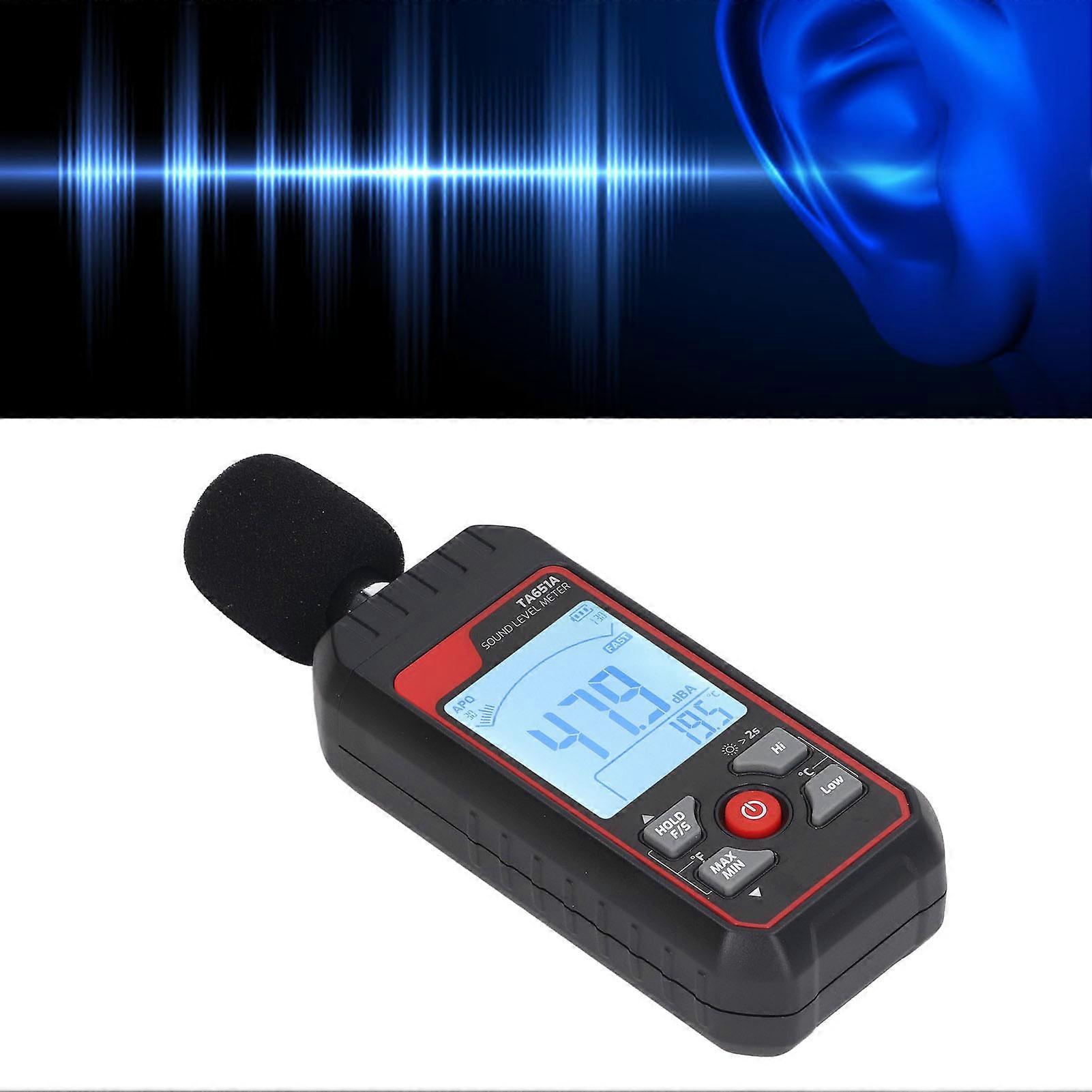 Sound Level Meter Sensitive Accurate Measurement Quick Response LCD Backlit Noise Tester Black 