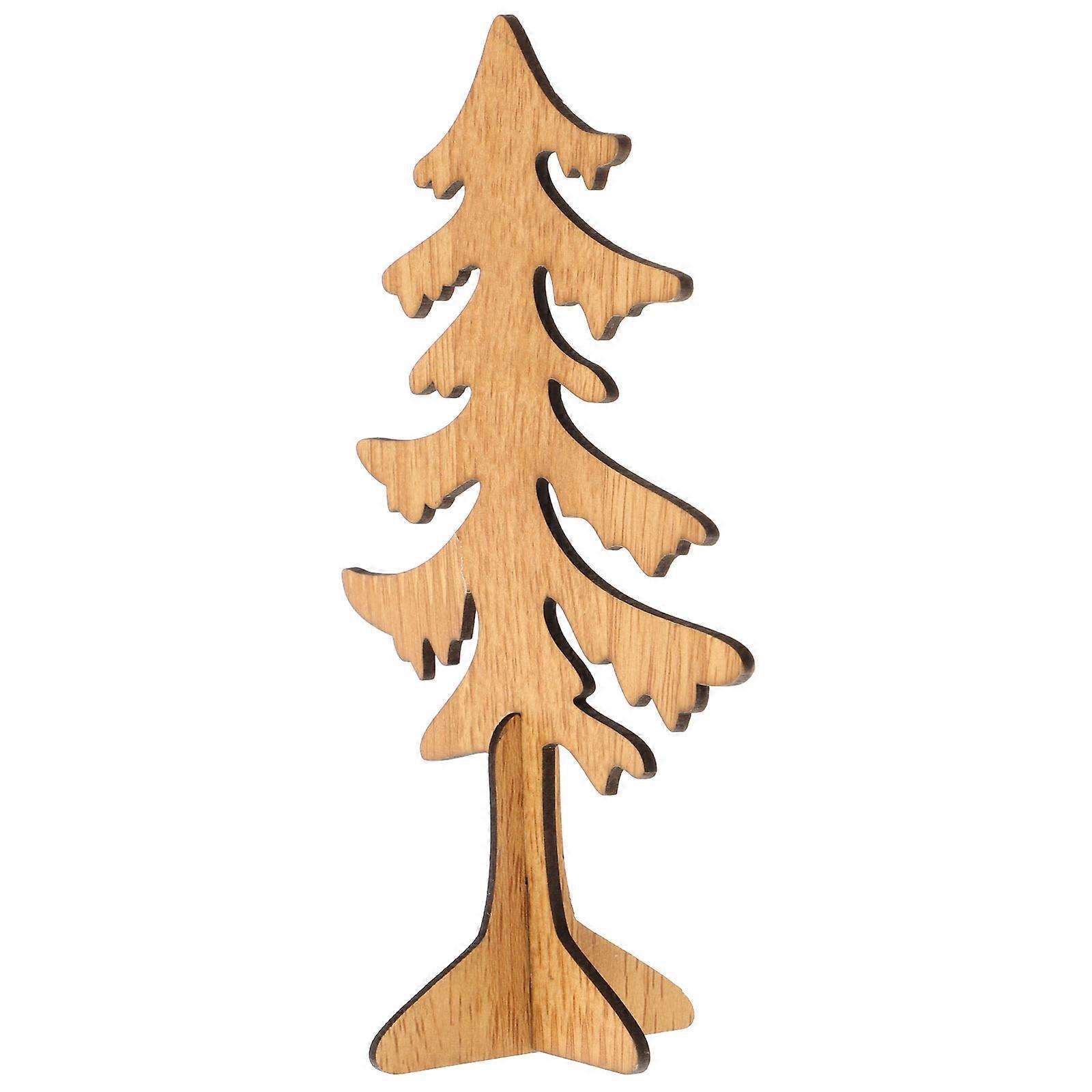 Mini Desktop Cross Christmas Tree Wooden DIY 1 Set Home Tabletop Ornament Size S