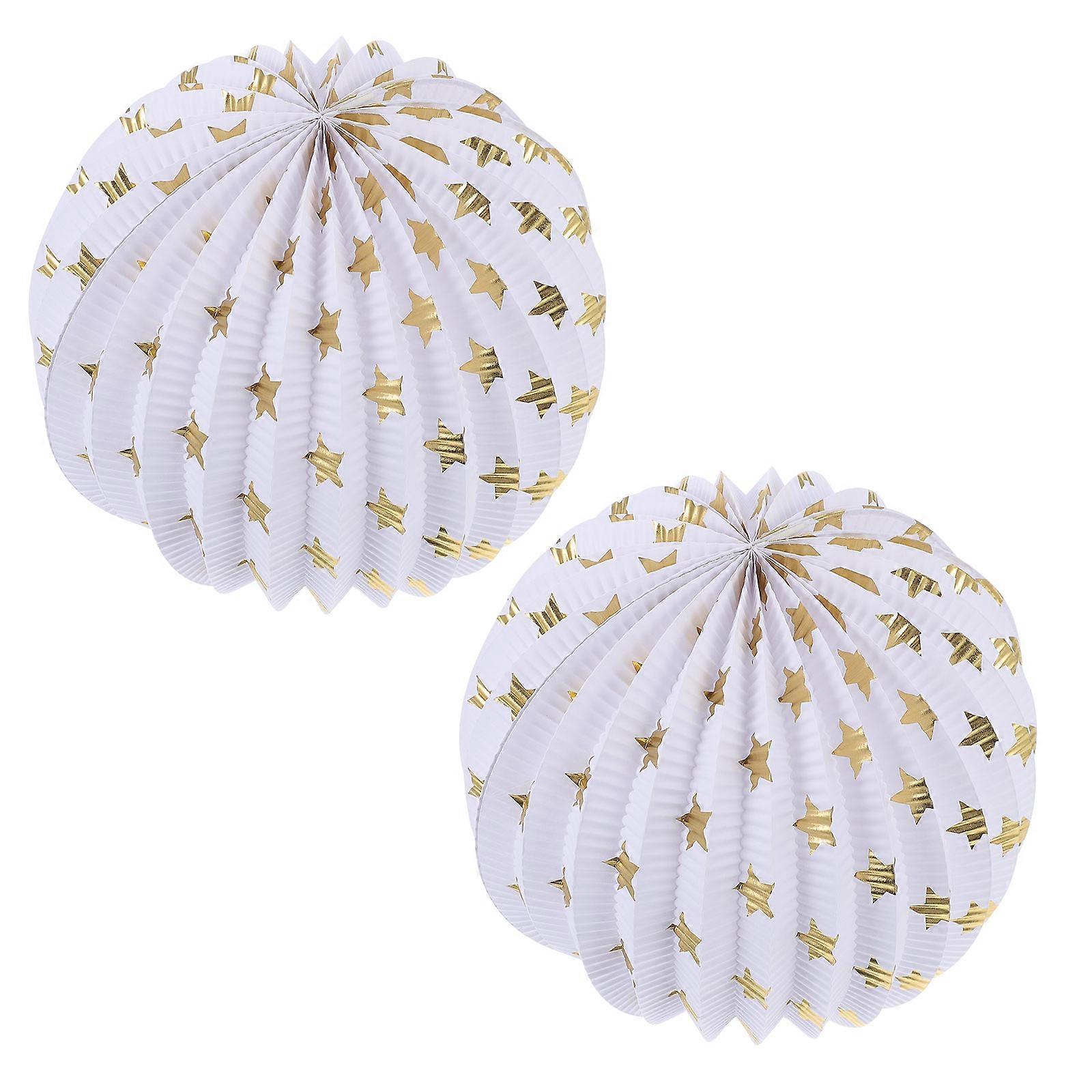 Decorative Paper Lanterns for Hanging Party Decor Multi Color 2 Pcs Lightweight