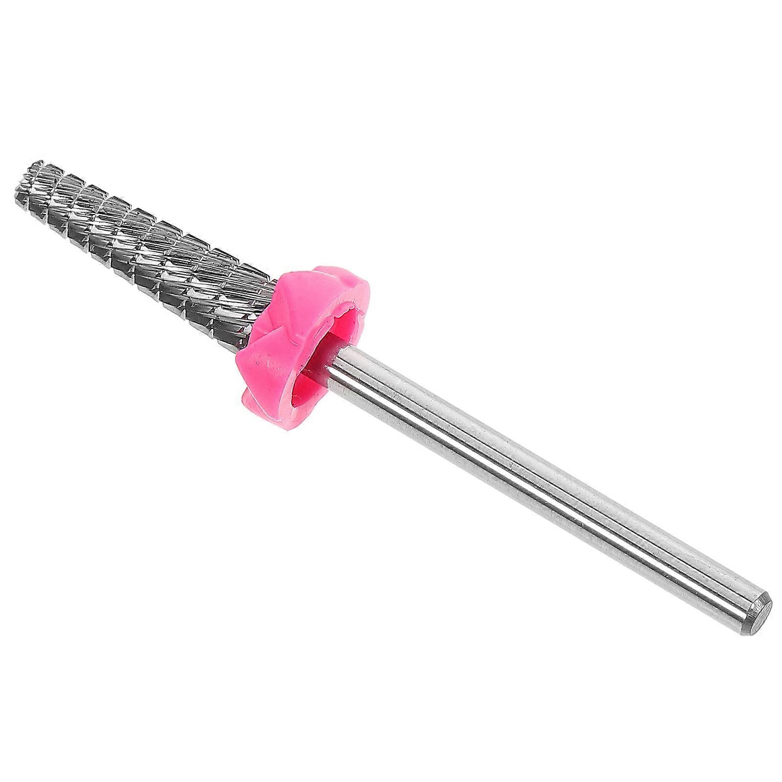 Electric Cuticle Drill Bits for Salon Use with High Efficiency Grinding and Quick Nail Removal 5in1 Plastic Tungsten Steel Pink