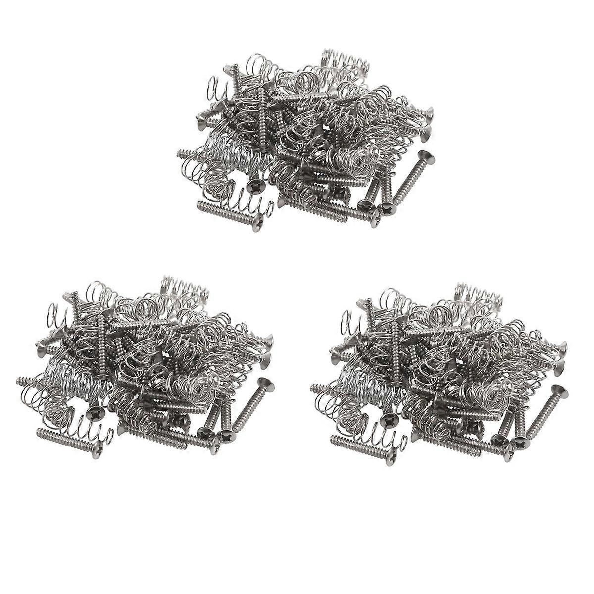 150Pcs Chrome Single Coil Pickup Screws & Adjust Height Springs for Guitar
