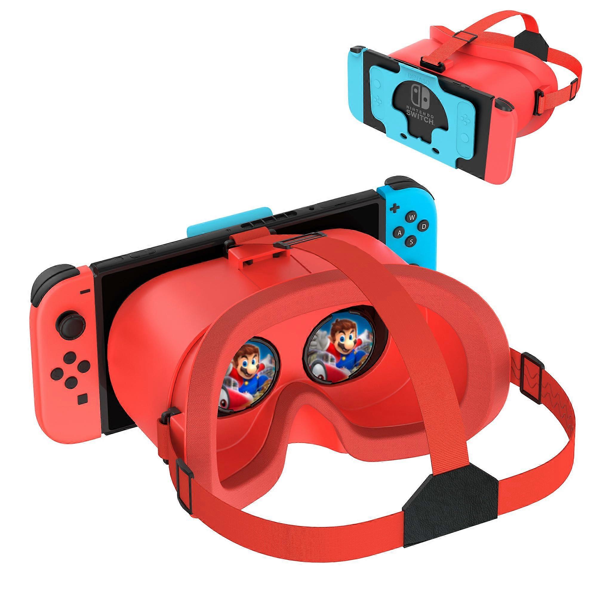VR Glasses for Nintendo Switch OLED, Adjustable HD Lenses, 3D VR Headset, Goggles for Switch Labo, Orange and Blue