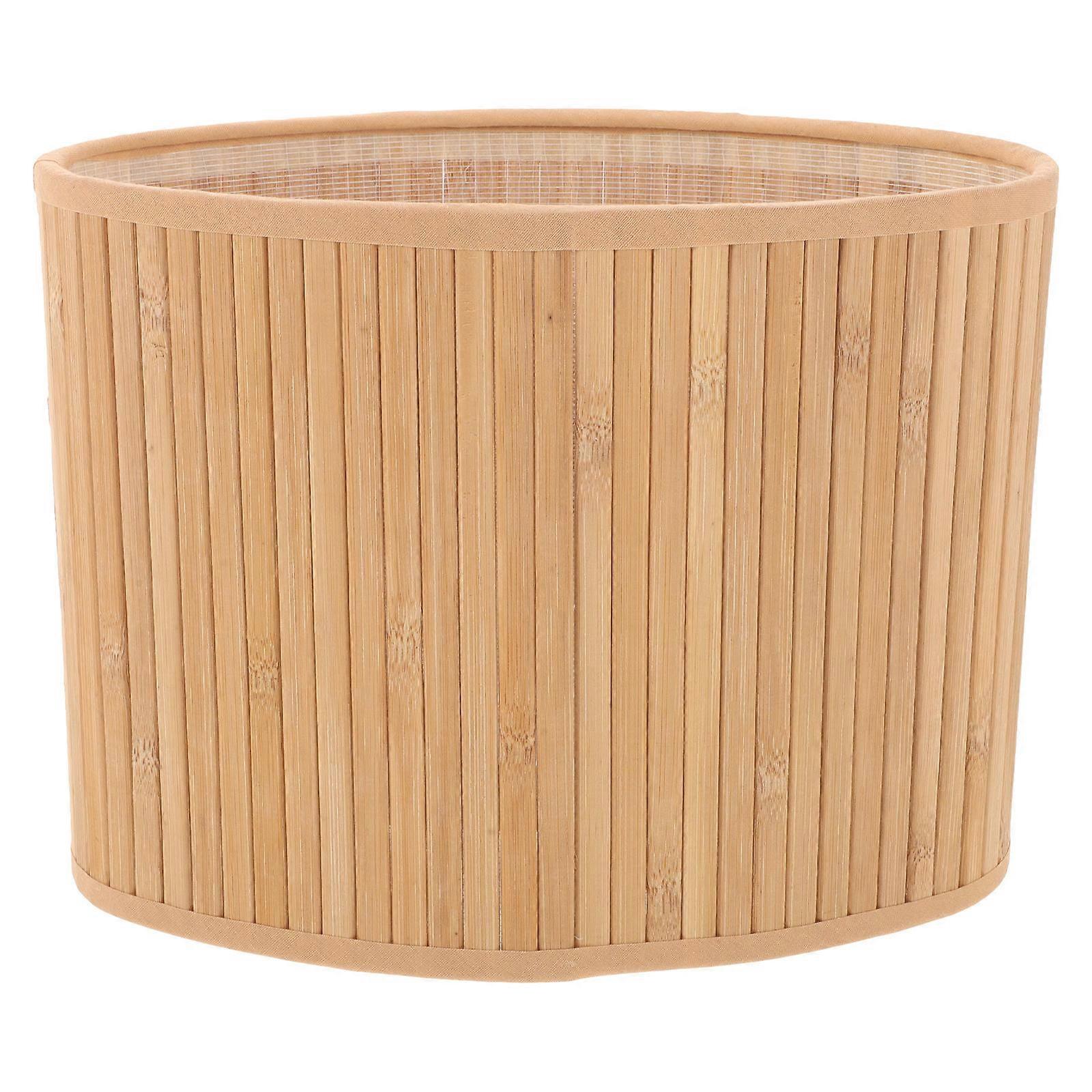Bamboo Table Lamp Shade with Unique Woven Design for Home Use Yellow Compact Size Fits E27 E14 Sockets