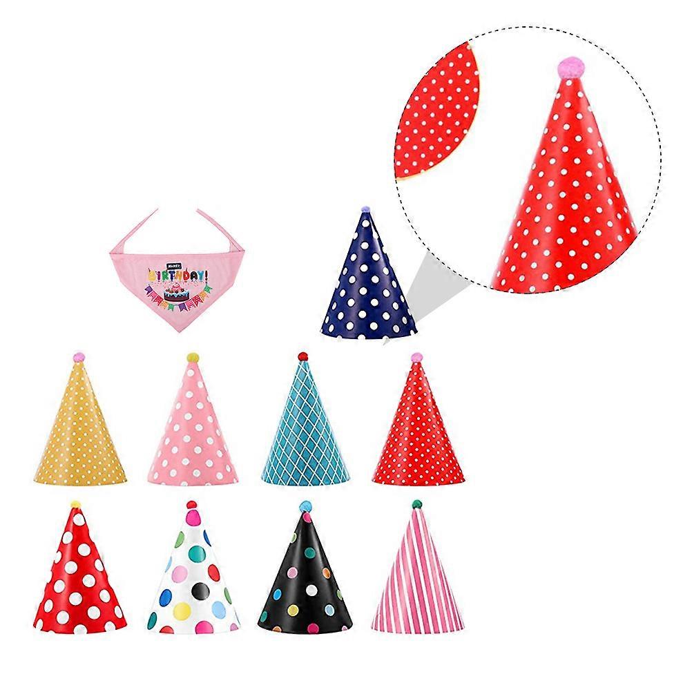 כובע יום הולדת לחיות מחמד עם בנדנה, עיצוב תוסס ומעשי, משפר את אווירת המסיבה