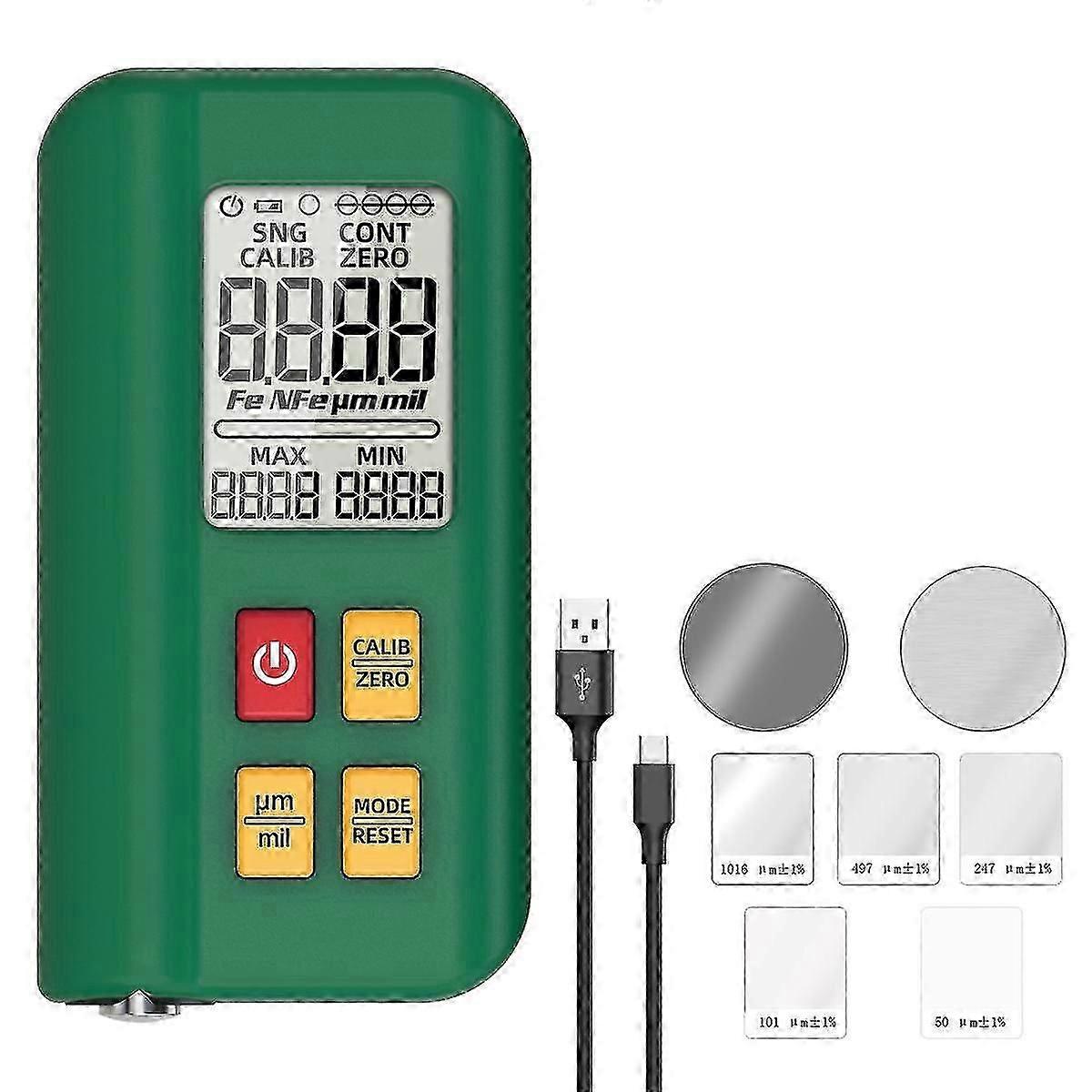 Coating Thickness Gauge Rechargeable 0.1Micrometre/0-1500M Fe/NFe MAX/MIN Zero Measuring T2-LCD Di