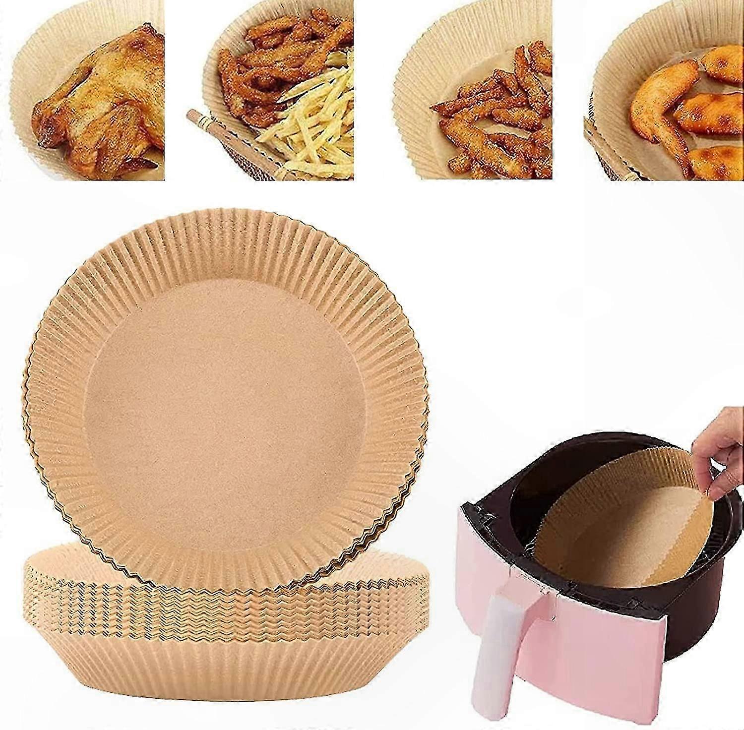 Non-Stick Air Fryer Paper Liners, 100 Count Waterproof & Oilproof Baking Parchment Sheets for Healthy Cooking