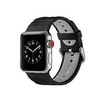 Concave silicone watchband for Apple Watch series 3 2 1 42 mm Grey Black